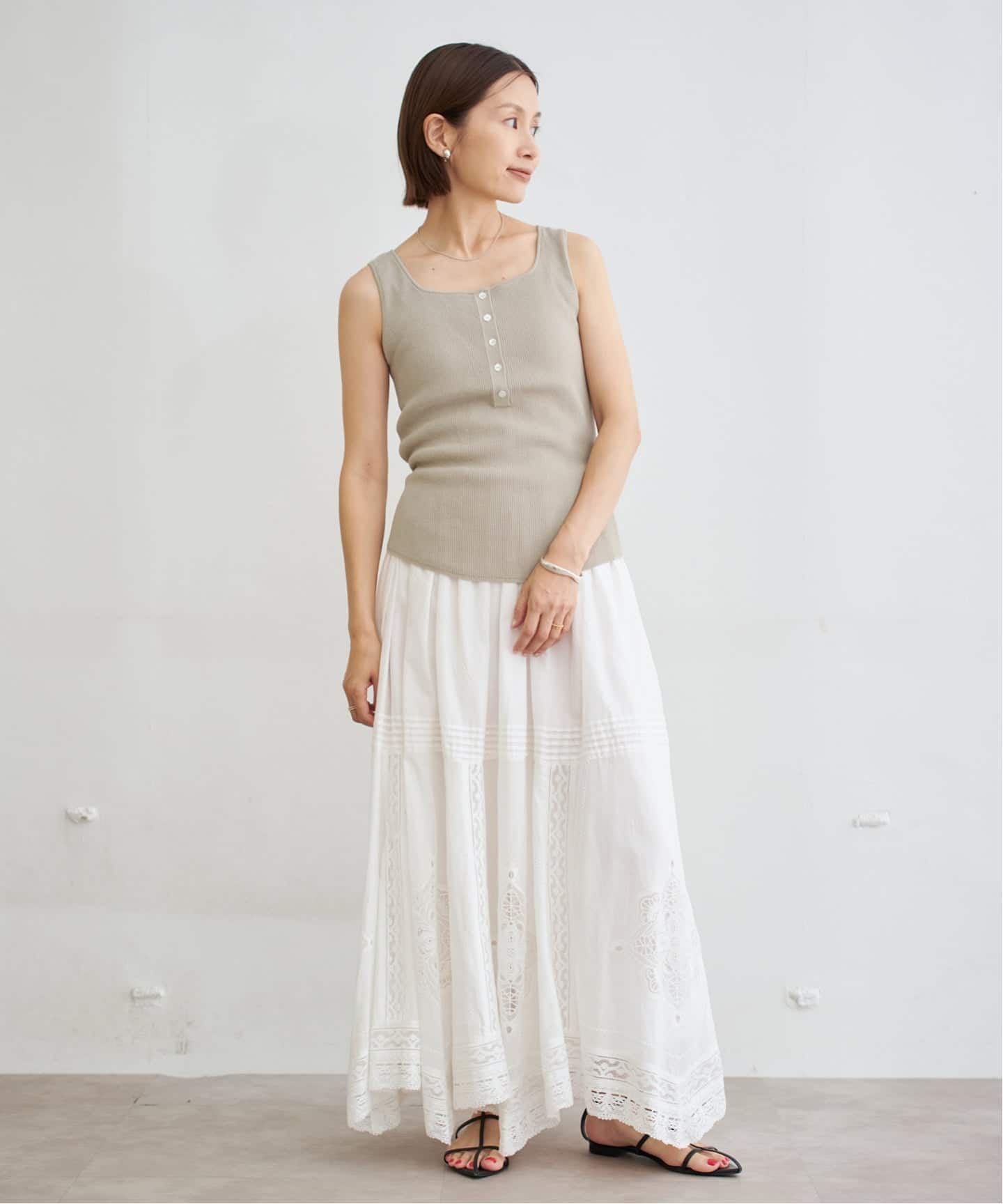 IENA - IENA 新品ノースリーブカットソー ワッフルヘンリーノースリーブ（Tシャツ／カットソー）｜IENA