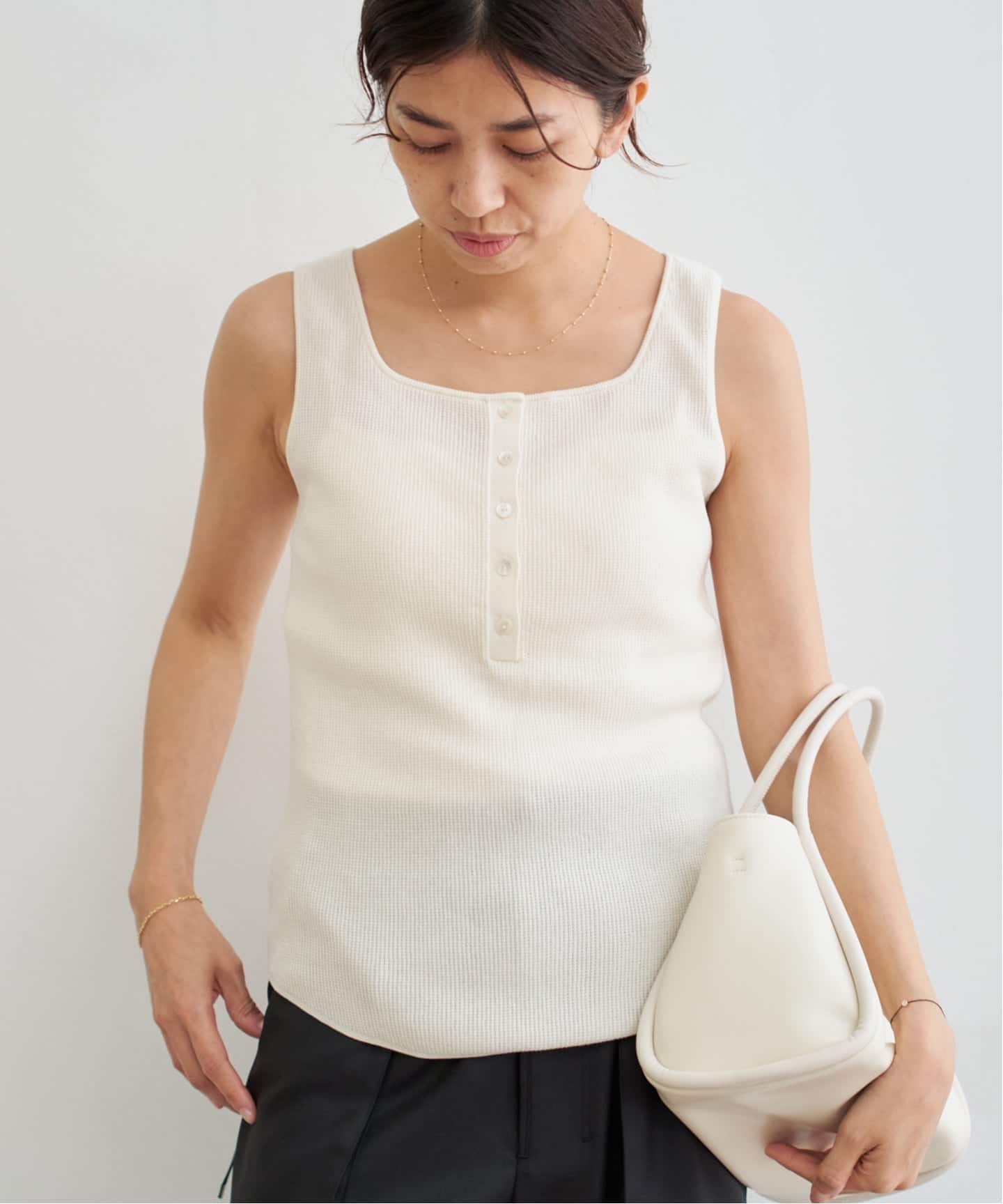 IENA - IENA 新品ノースリーブカットソー ワッフルヘンリーノースリーブ（Tシャツ／カットソー）｜IENA