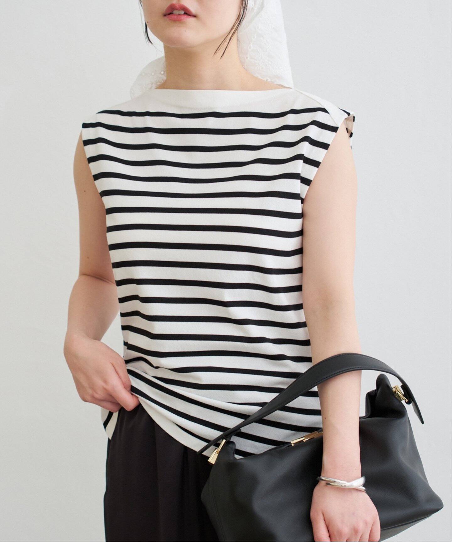 iena イエナ ニットノースリーブポロシャツ （カタアゼノースリーブ  