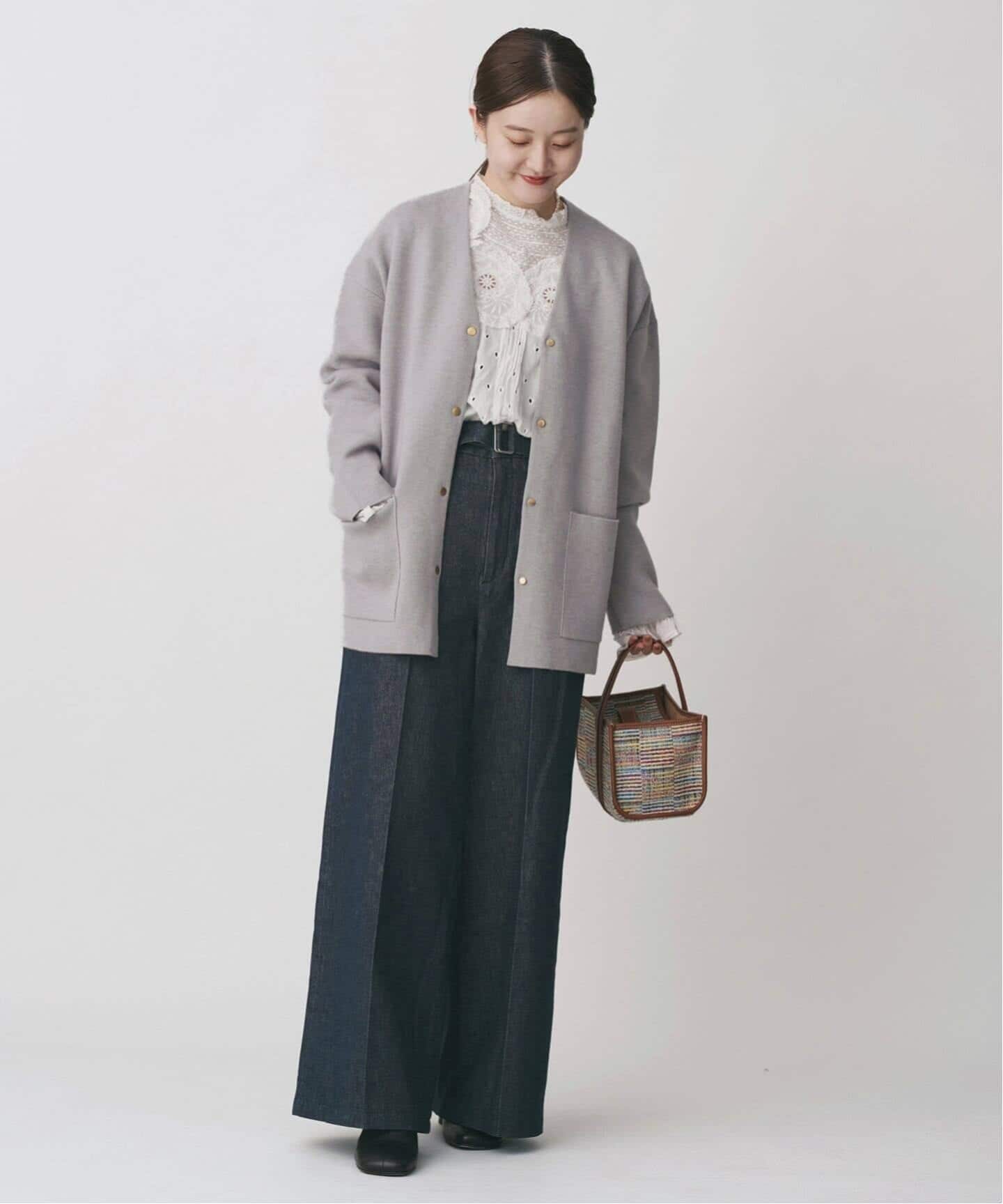 追加》ドットボタンVネックカーディガン（カーディガン）｜IENA