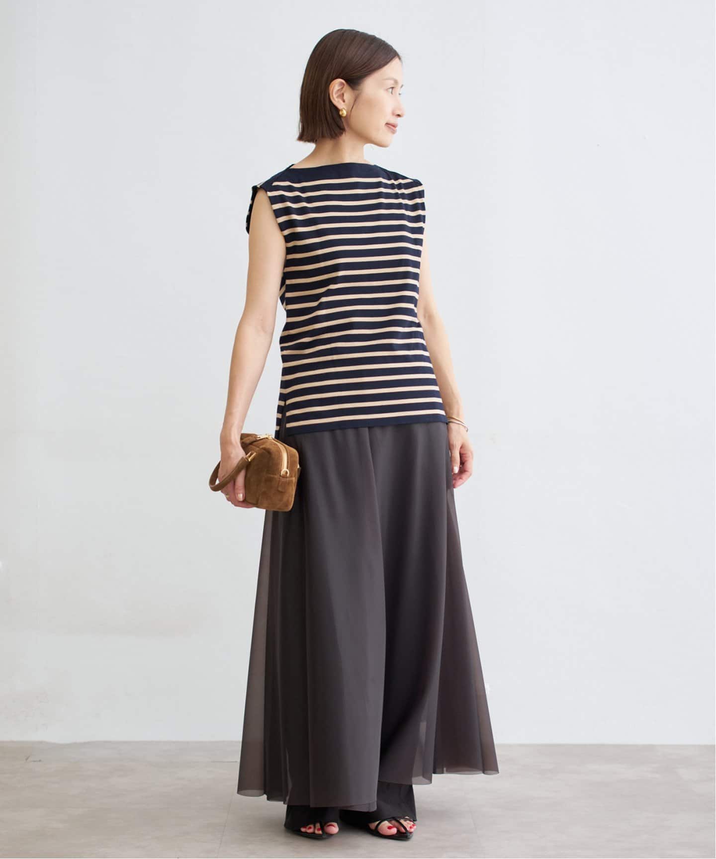 IENA　SEATTLE 度詰め ボーダー ノースリーブ　ネイビー A イエナ IENA 《追加予約》SEATTLE 度詰め ボーダー ノースリーブ