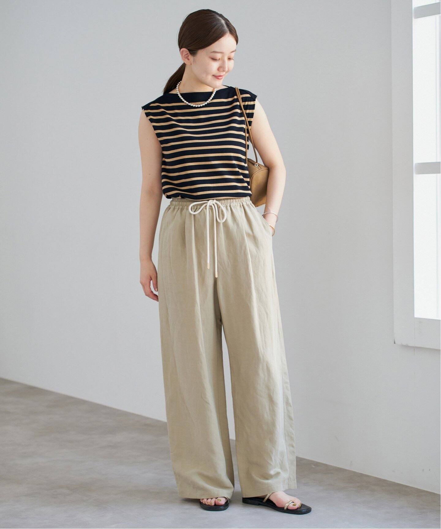 IENA (イエナ) ★★ ② 25080900469030 SEATTLE 度詰め ボーダー ノースリーブ レディース ホワイト FREE 追加》SEATTLE 度詰め ボーダー ノースリーブ（ニット／セーター