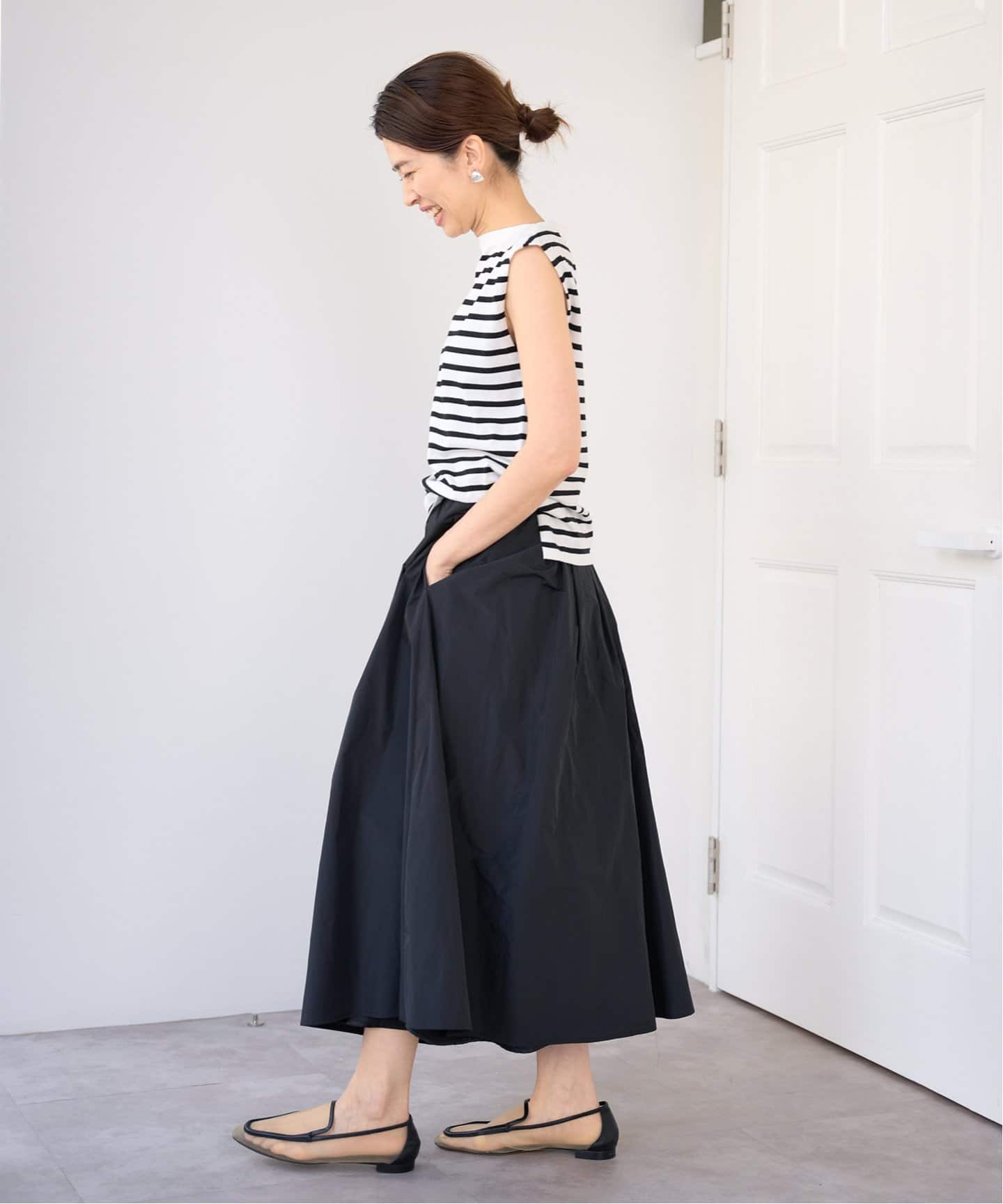 IENA　SEATTLE 度詰め ボーダー ノースリーブ　ネイビー A イエナ IENA 《追加予約》SEATTLE 度詰め ボーダー ノースリーブ