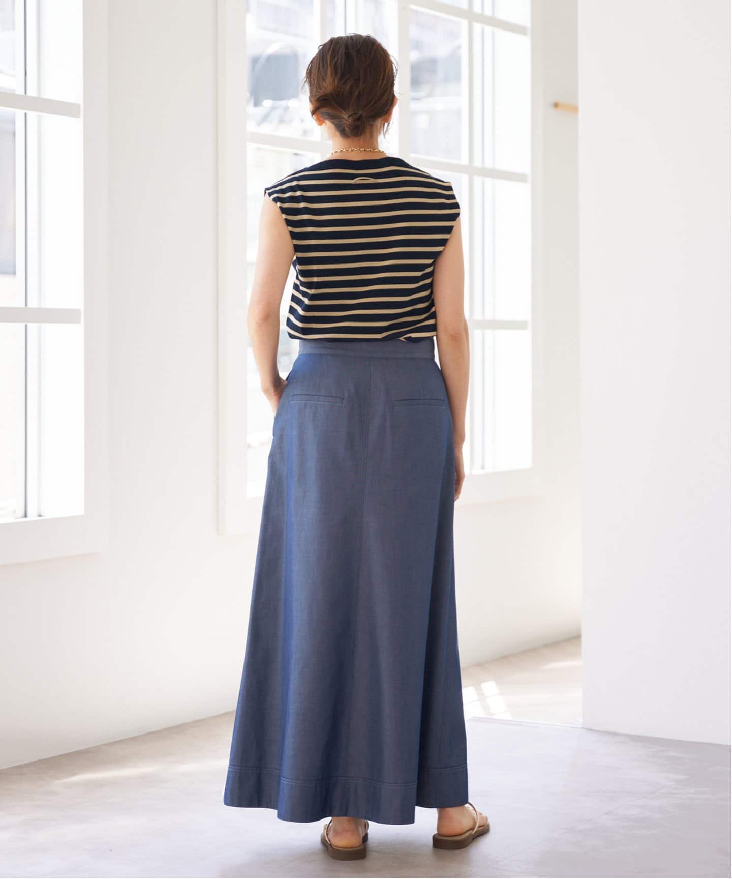 IENA　SEATTLE 度詰め ボーダー ノースリーブ　ネイビー A イエナ IENA 《追加予約》SEATTLE 度詰め ボーダー ノースリーブ