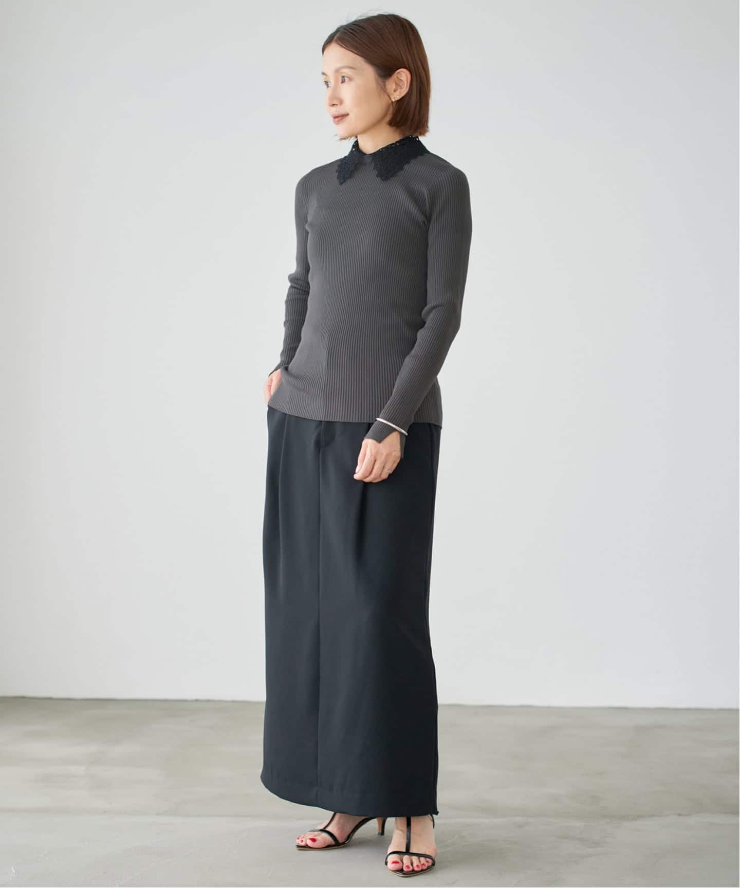 レース襟 RIBホールガーメントプルオーバー（ニット／セーター）｜IENA