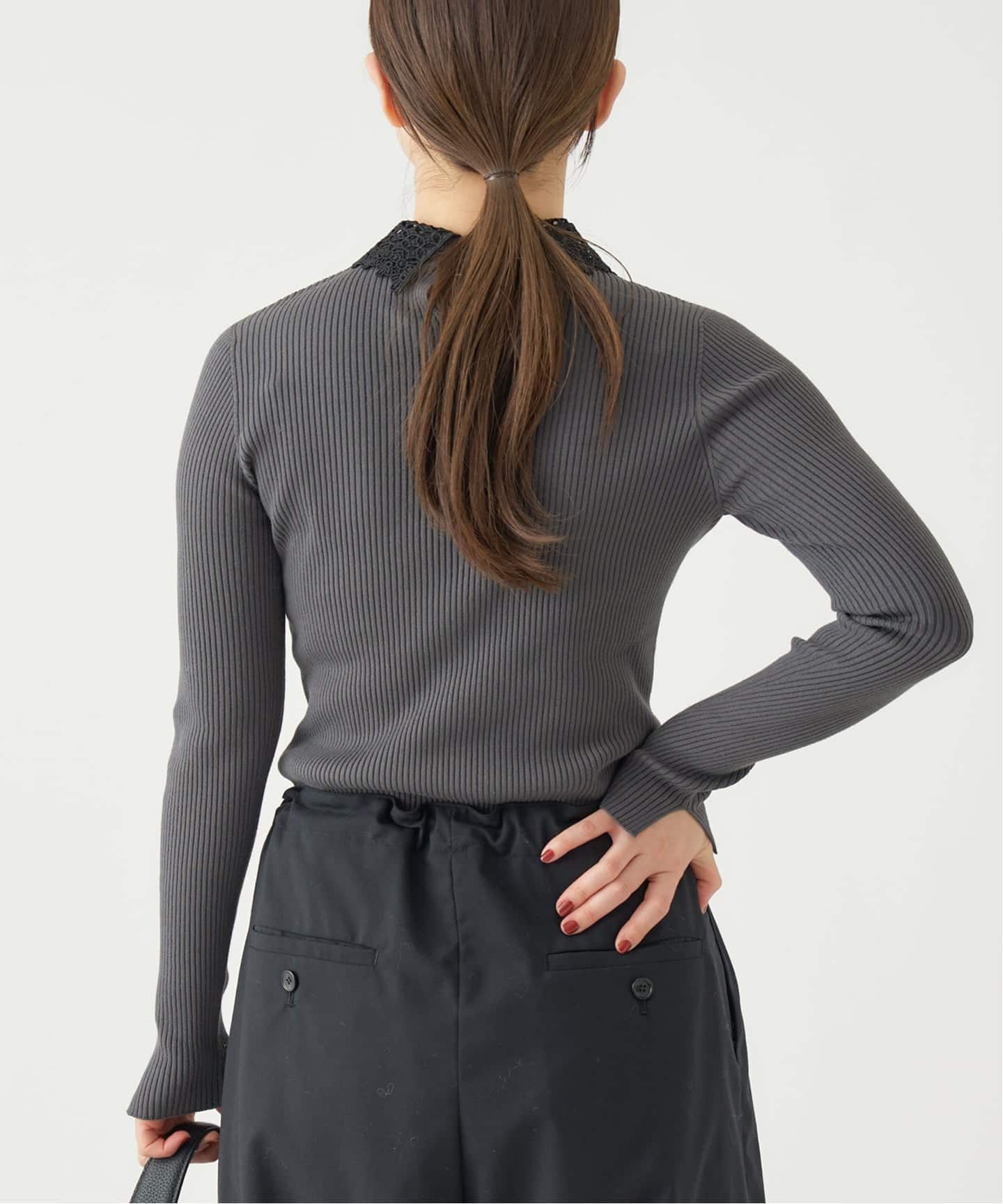 レース襟 RIBホールガーメントプルオーバー（ニット／セーター