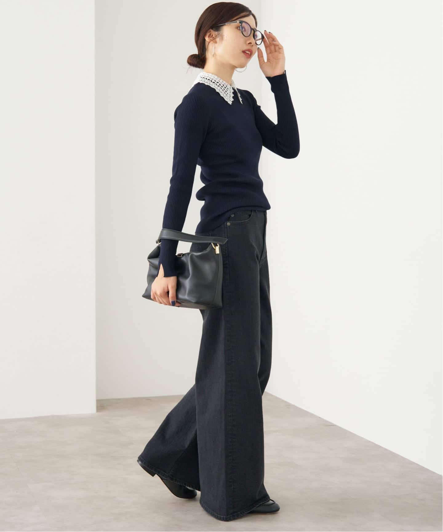 レース襟 RIBホールガーメントプルオーバー（ニット／セーター）｜IENA