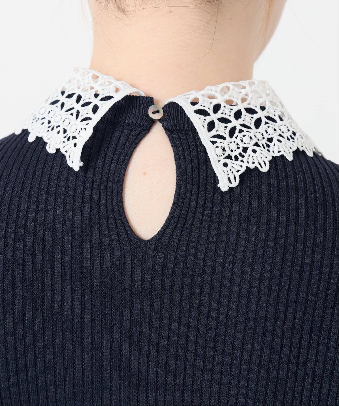 レース襟 RIBホールガーメントプルオーバー（ニット／セーター