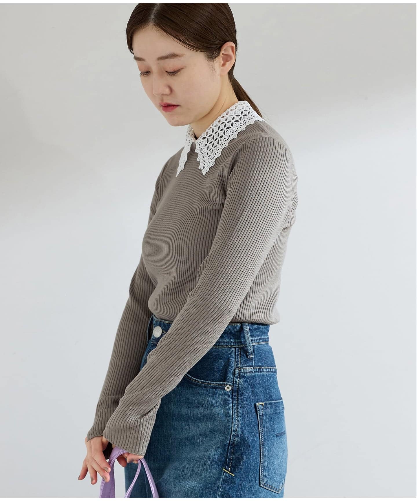 追加予約》レース襟 RIBホールガーメントプルオーバー（ニット