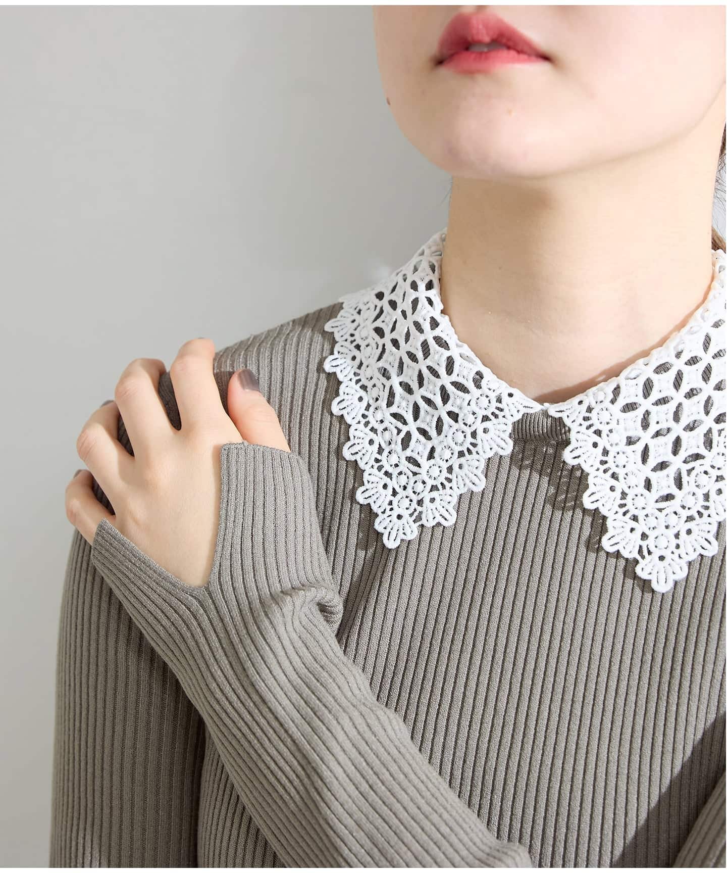 追加予約》レース襟 RIBホールガーメントプルオーバー（ニット
