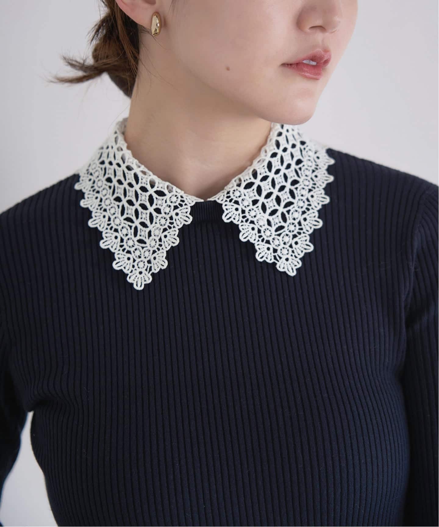 追加予約》レース襟 RIBホールガーメントプルオーバー（ニット