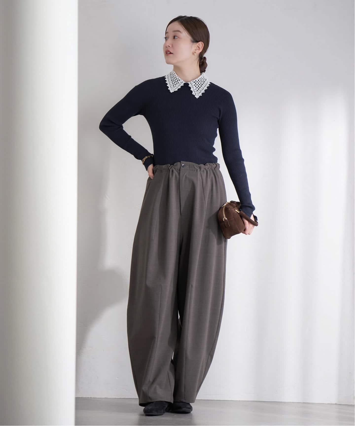 追加予約》レース襟 RIBホールガーメントプルオーバー（ニット