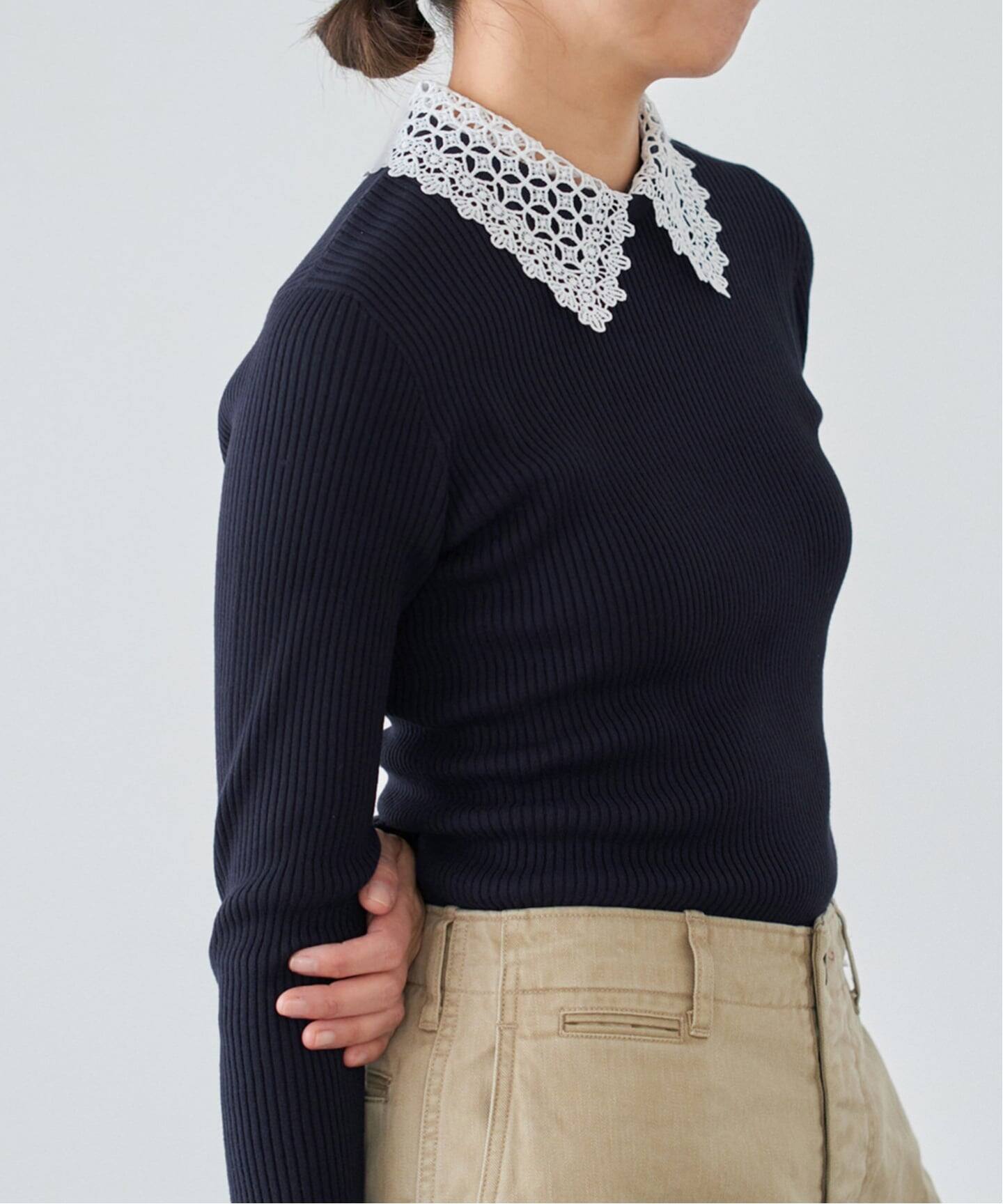 追加予約》レース襟 RIBホールガーメントプルオーバー（ニット