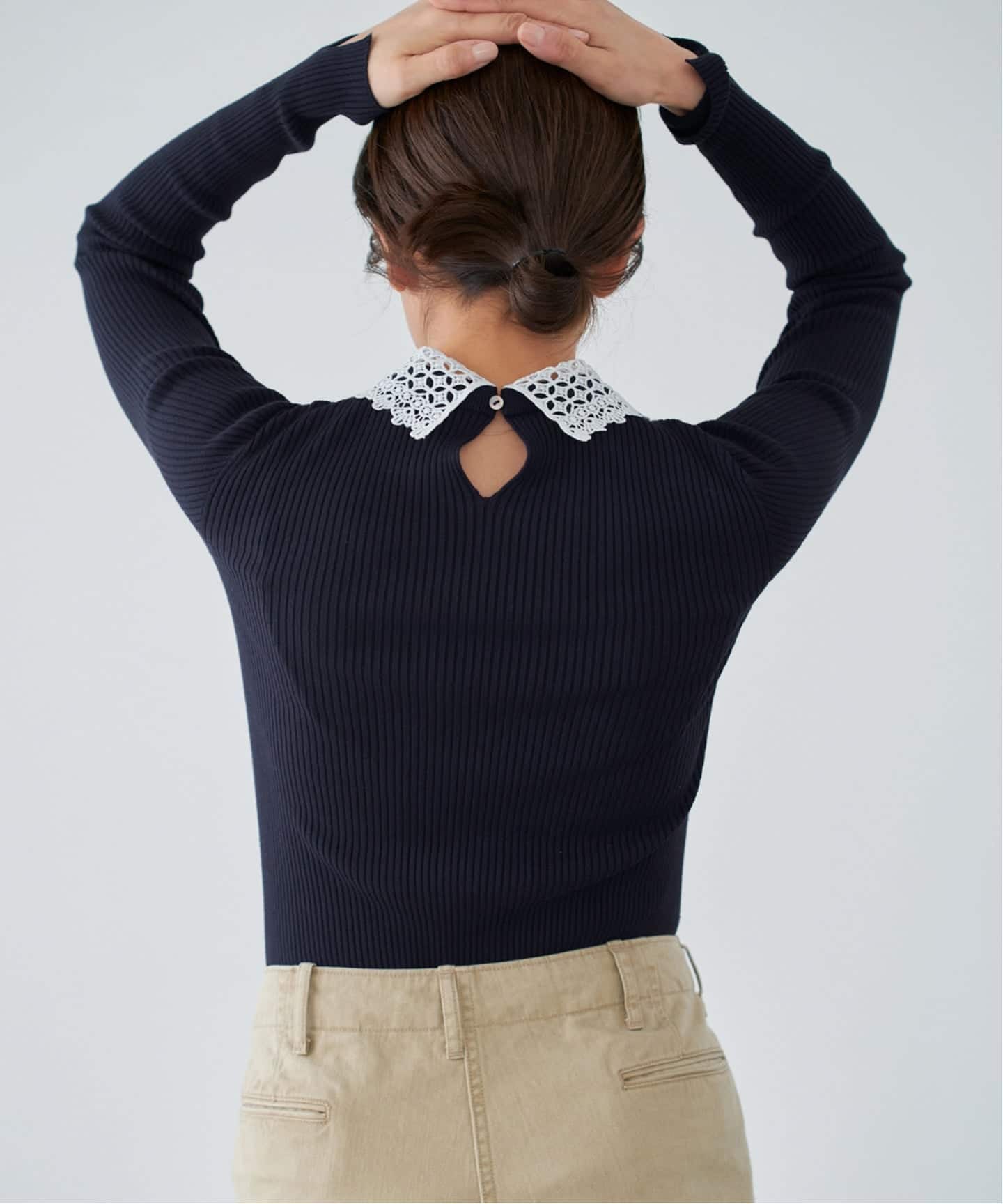 追加予約》レース襟 RIBホールガーメントプルオーバー（ニット