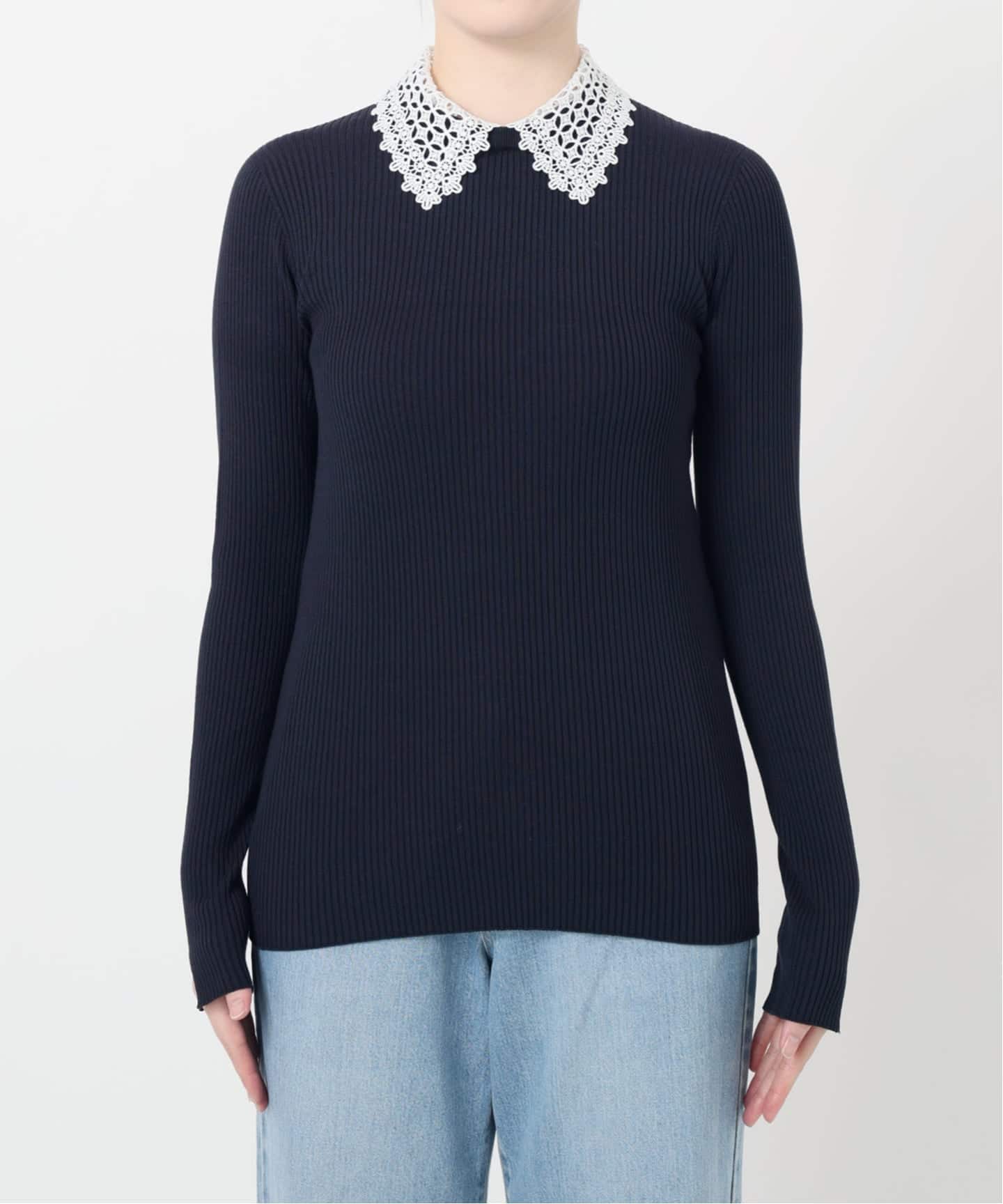 追加予約》レース襟 RIBホールガーメントプルオーバー（ニット