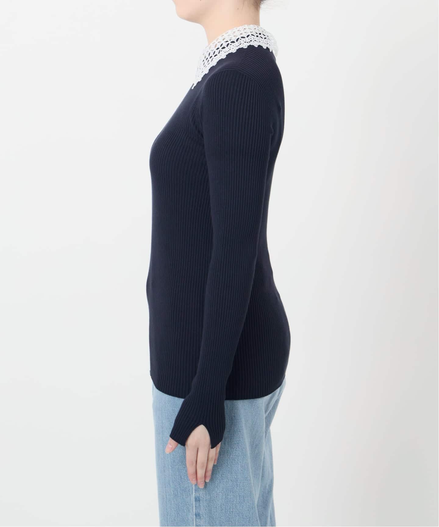 追加》レース襟 RIBホールガーメントプルオーバー（ニット／セーター