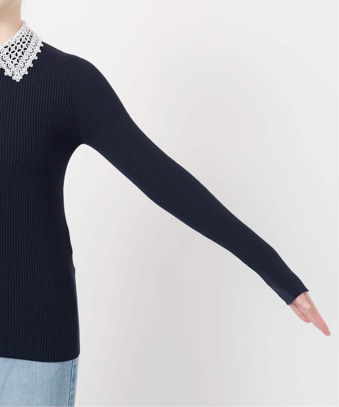 追加予約》レース襟 RIBホールガーメントプルオーバー（ニット