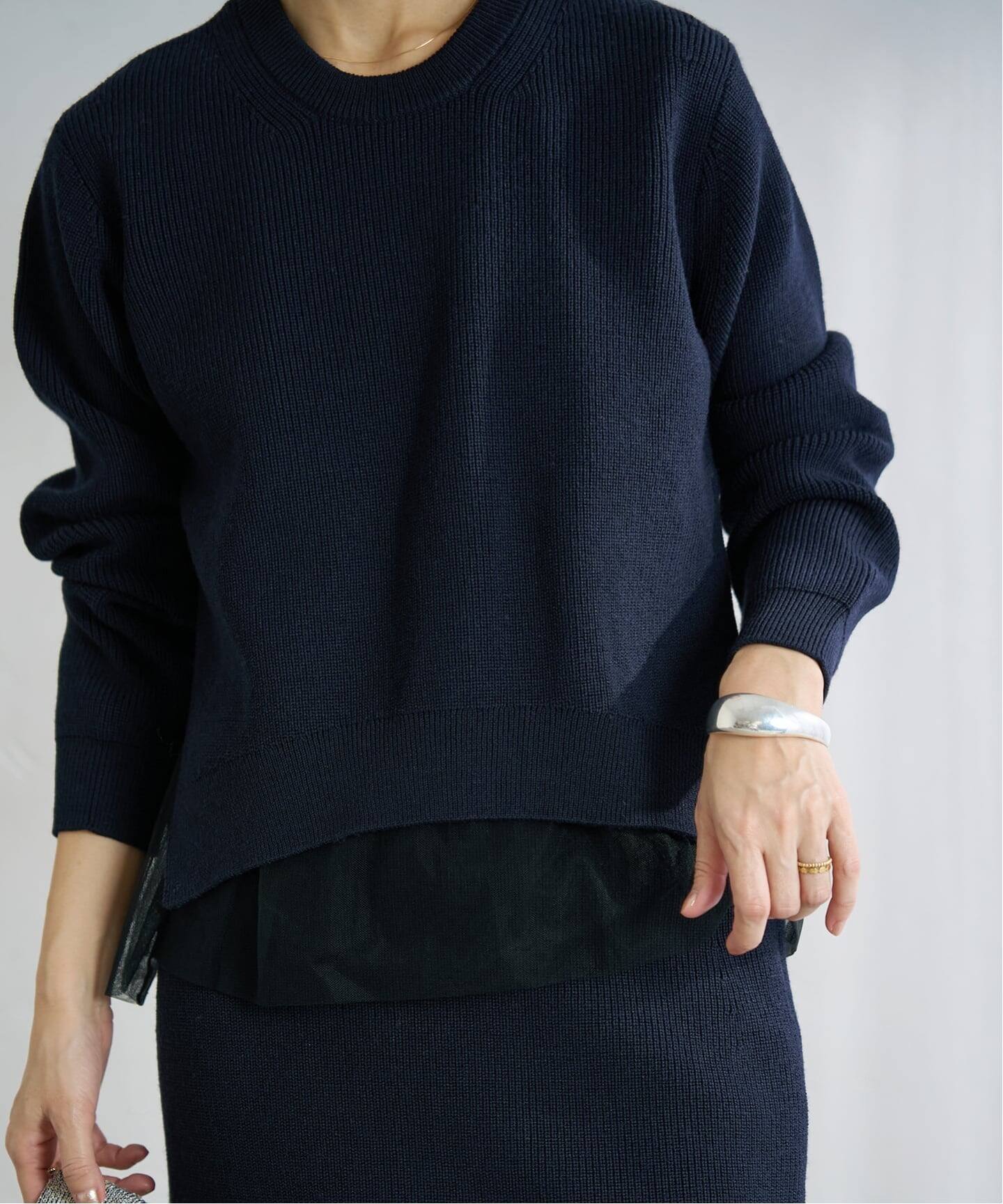 イエナ（IENA）/チュールハーフリブプルオーバー チュールハーフリブプルオーバー（ニット／セーター）｜IENA（イエナ