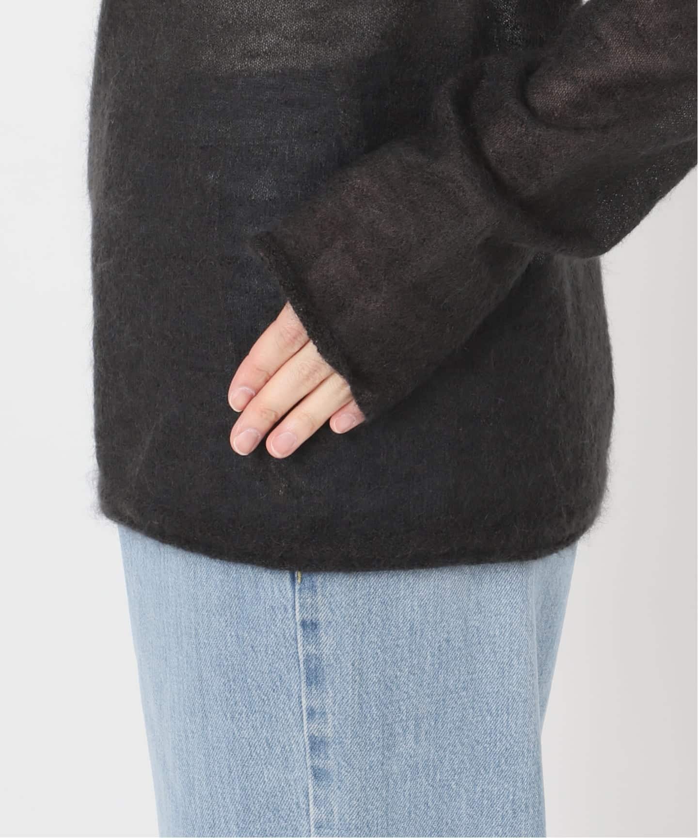 IENA SUPER Kid MIX モヘアシアープルオーバー　ブラック SUPER Kid MIX モヘアシアープルオーバー（ニット／セーター）｜IENA