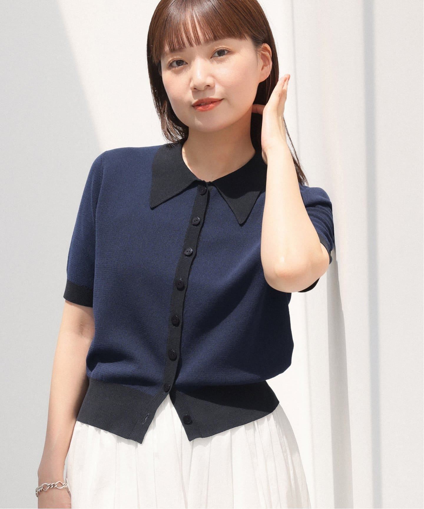 etre relie ポロシャツ ニットベージュ/黒 サイズ38 B. ポロシャツニット（ニット／セーター）｜IENA（イエナ）の