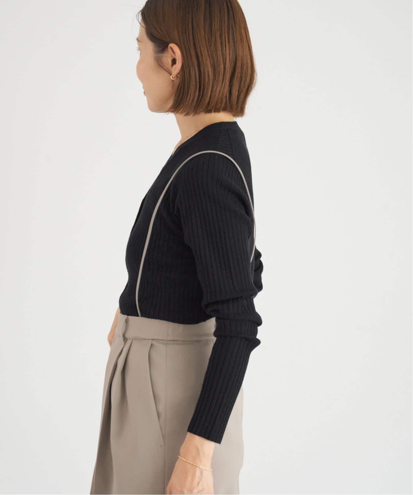 追加》イタリア ヤーン RIB Vネックカーディガン（カーディガン