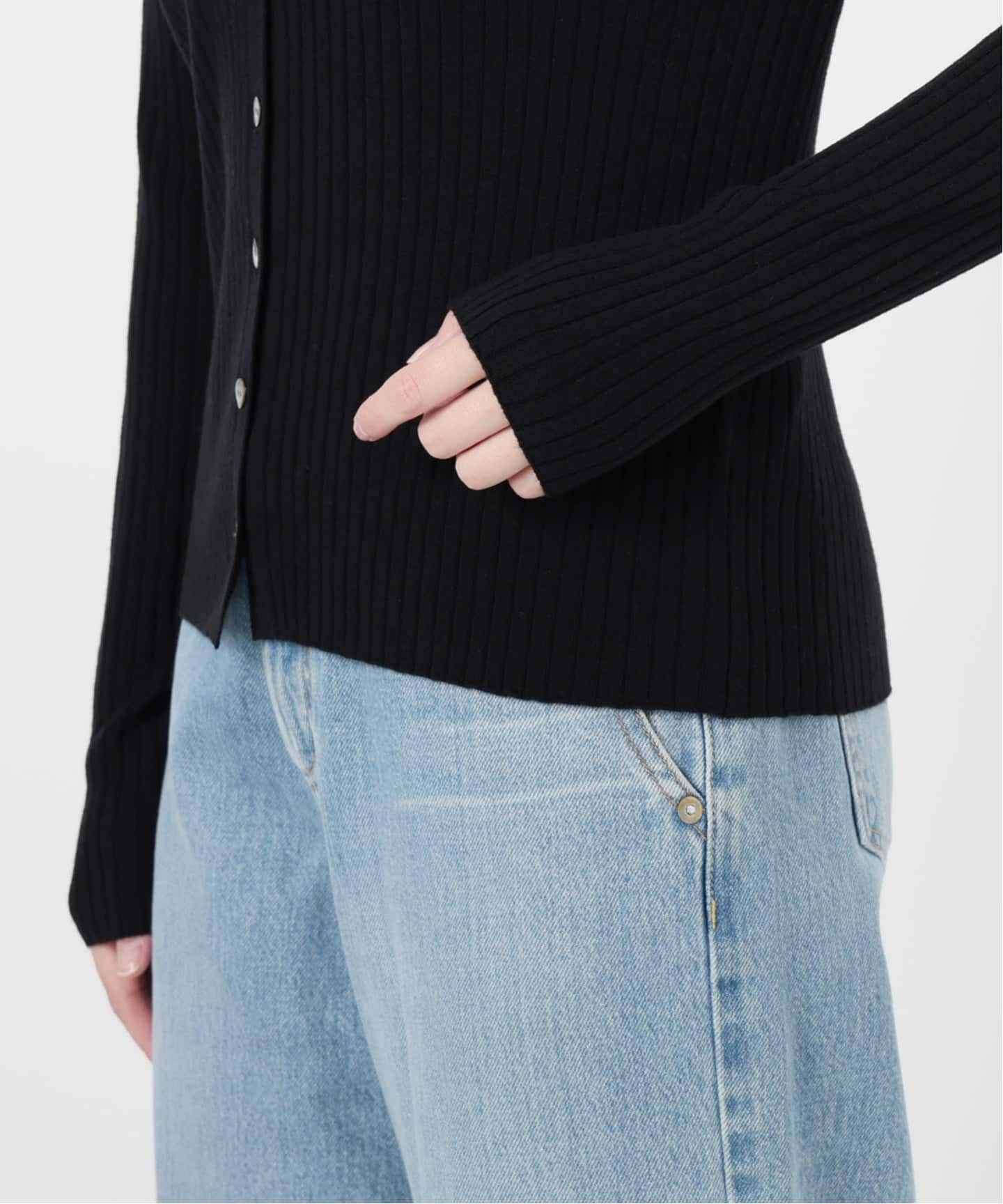 追加》イタリア ヤーン RIB Vネックカーディガン（カーディガン