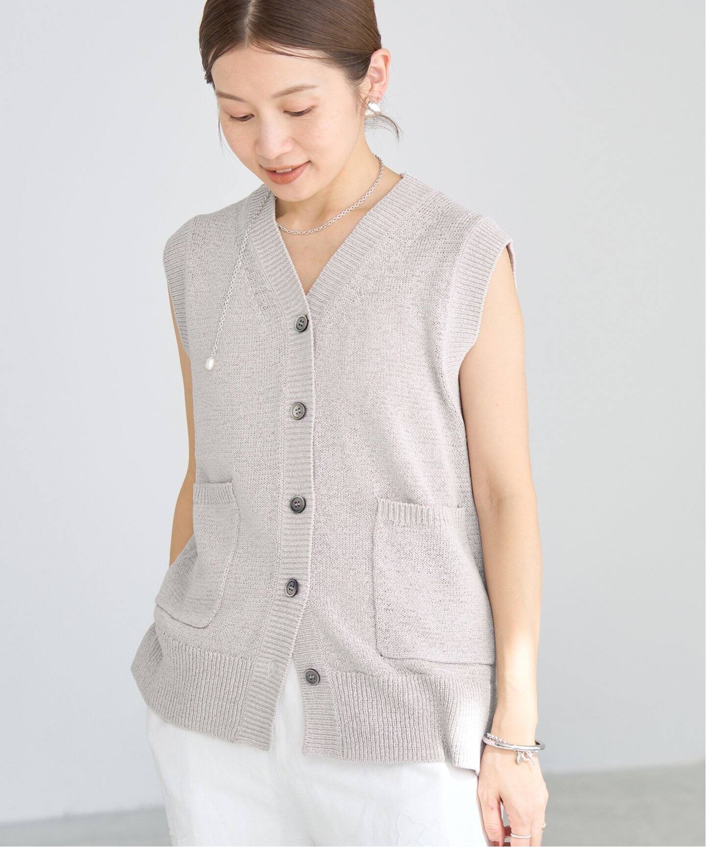 新品タグ付　IENA イエナ　テープヤーンベスト　グレー テープヤーン ジレ | イエナ(IENA) | マルイウェブチャネル