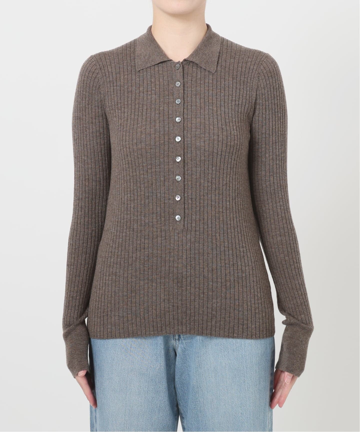 IENA　イタリアヤーンRIB襟プルオーバー イタリア ヤーン RIB 襟プルオーバー（ニット/セーター）｜IENA