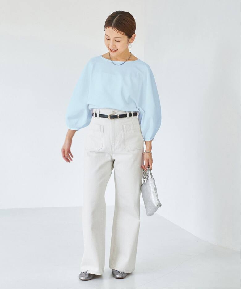 WEB・一部店舗限定》コットンストレッチバルーンスリーブプルオーバー 