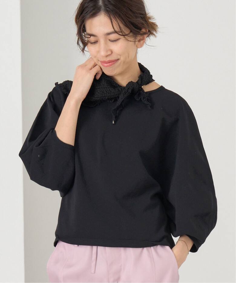 WEB・一部店舗限定》コットンストレッチバルーンスリーブプルオーバー 