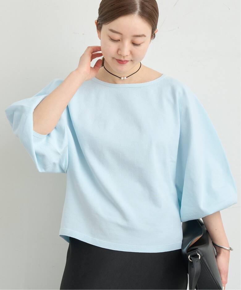 WEB・一部店舗限定》コットンストレッチバルーンスリーブプルオーバー 