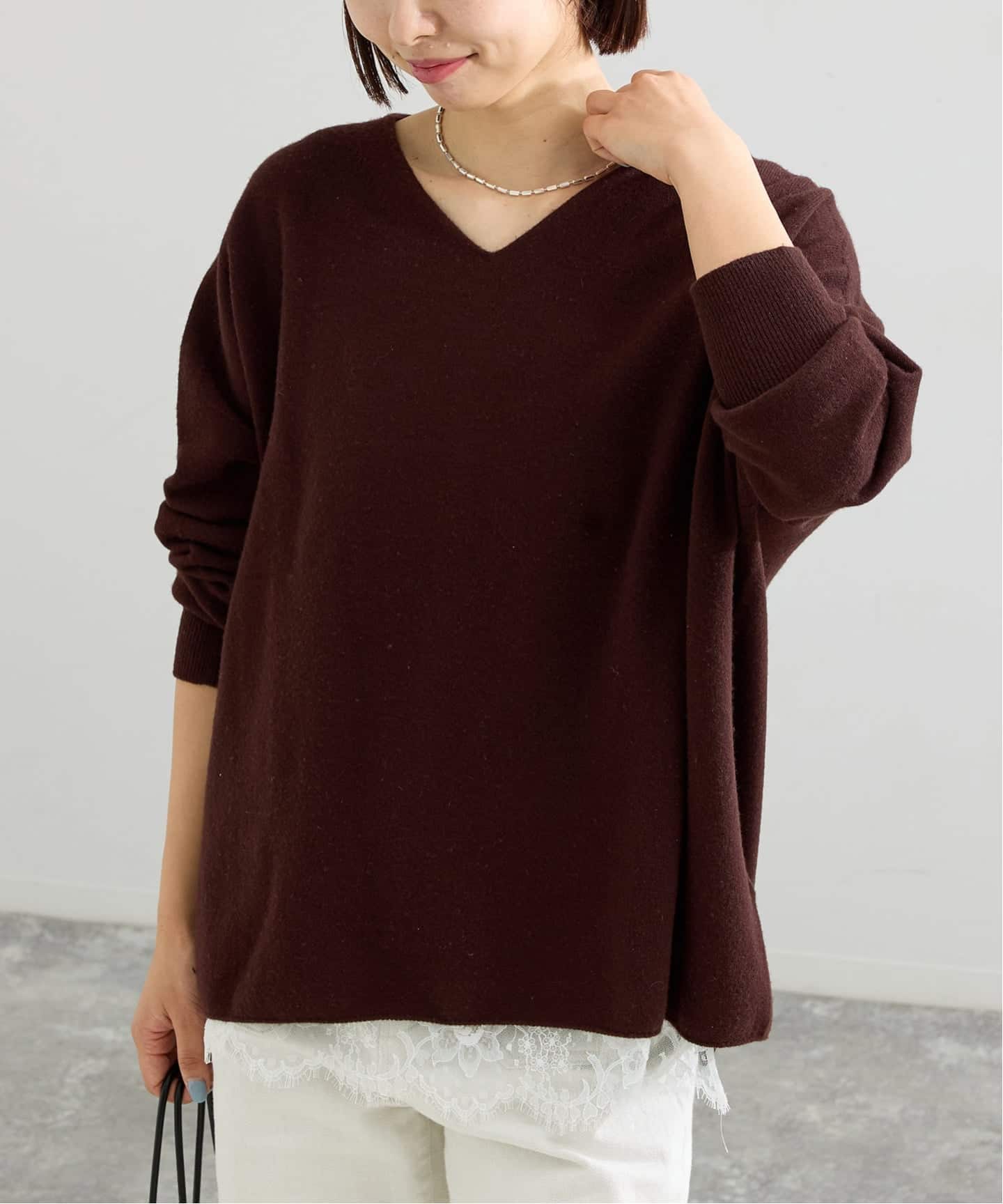 追加4》Fineニュージーウール ニュアンス Vプルオーバー（ニット