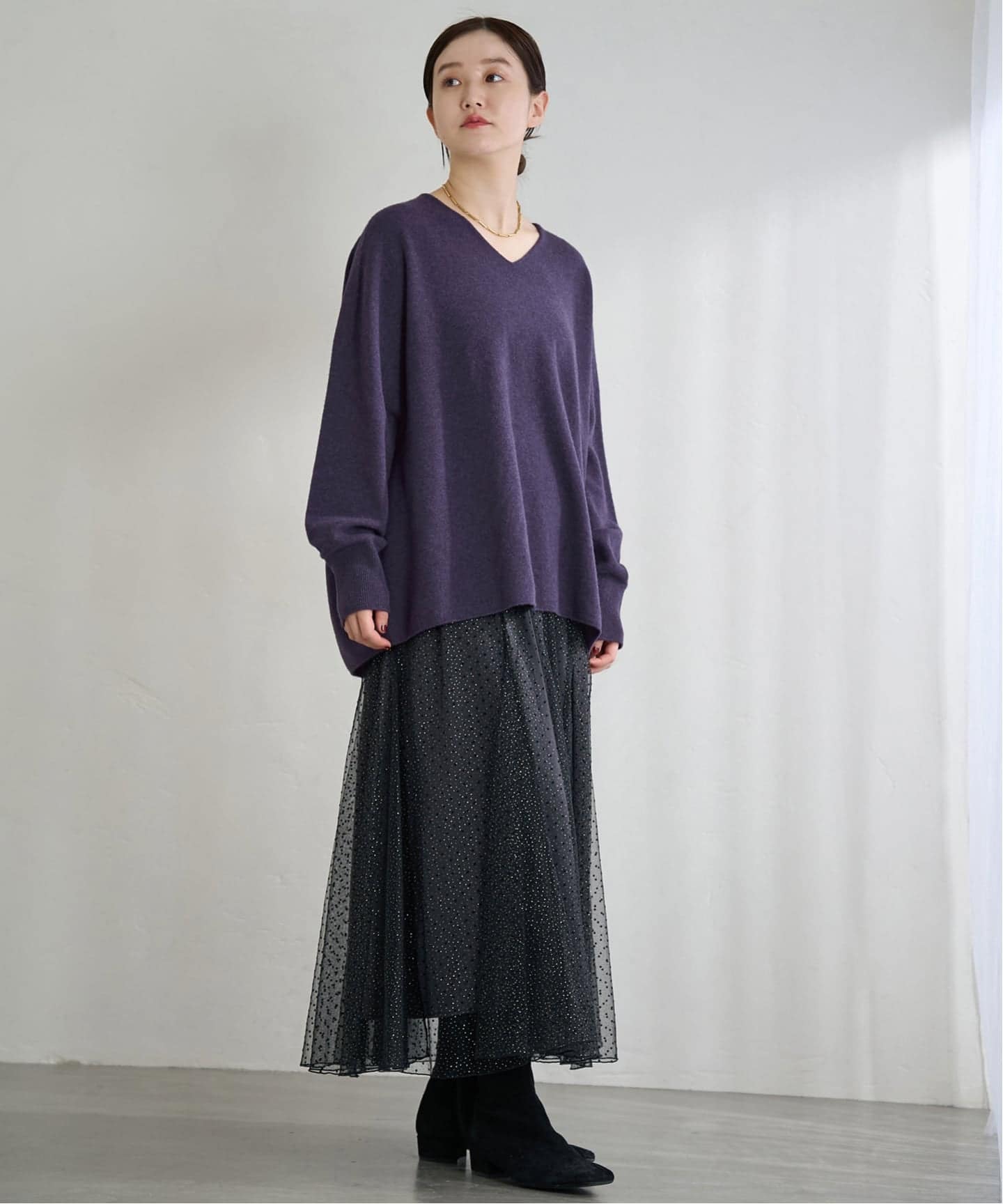 追加3》Fineニュージーウール ニュアンス Vプルオーバー（ニット