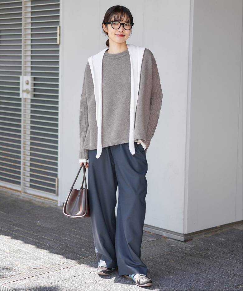 WEB限定/追加》ウールカシミヤ 脇スリットクルーネックプルオーバー 