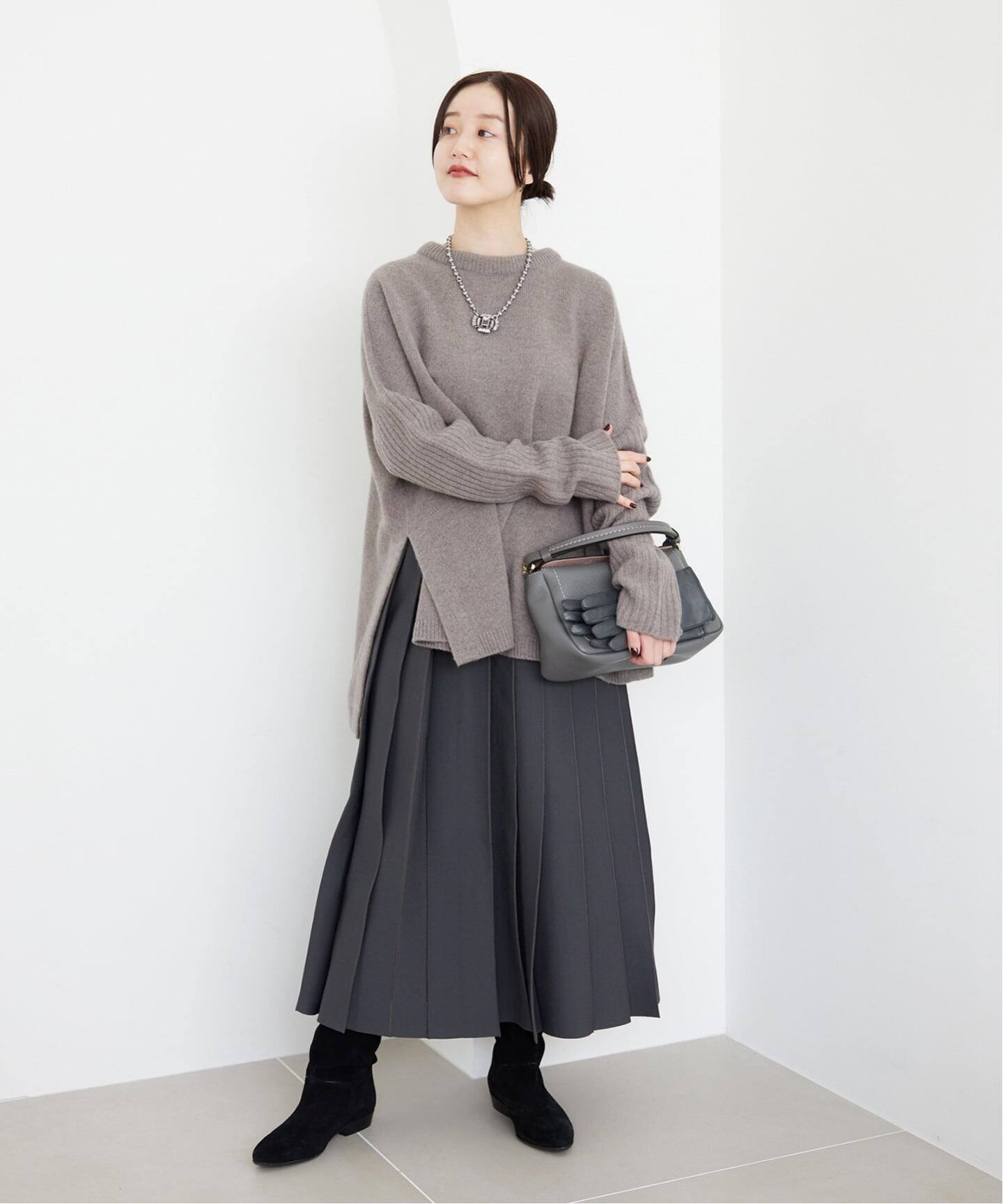 美品★IENA　カシミヤウール クルーネックニット　黄緑　FREE IENA（イエナ）の「ウールカシミヤ ワイドクルーネックプル