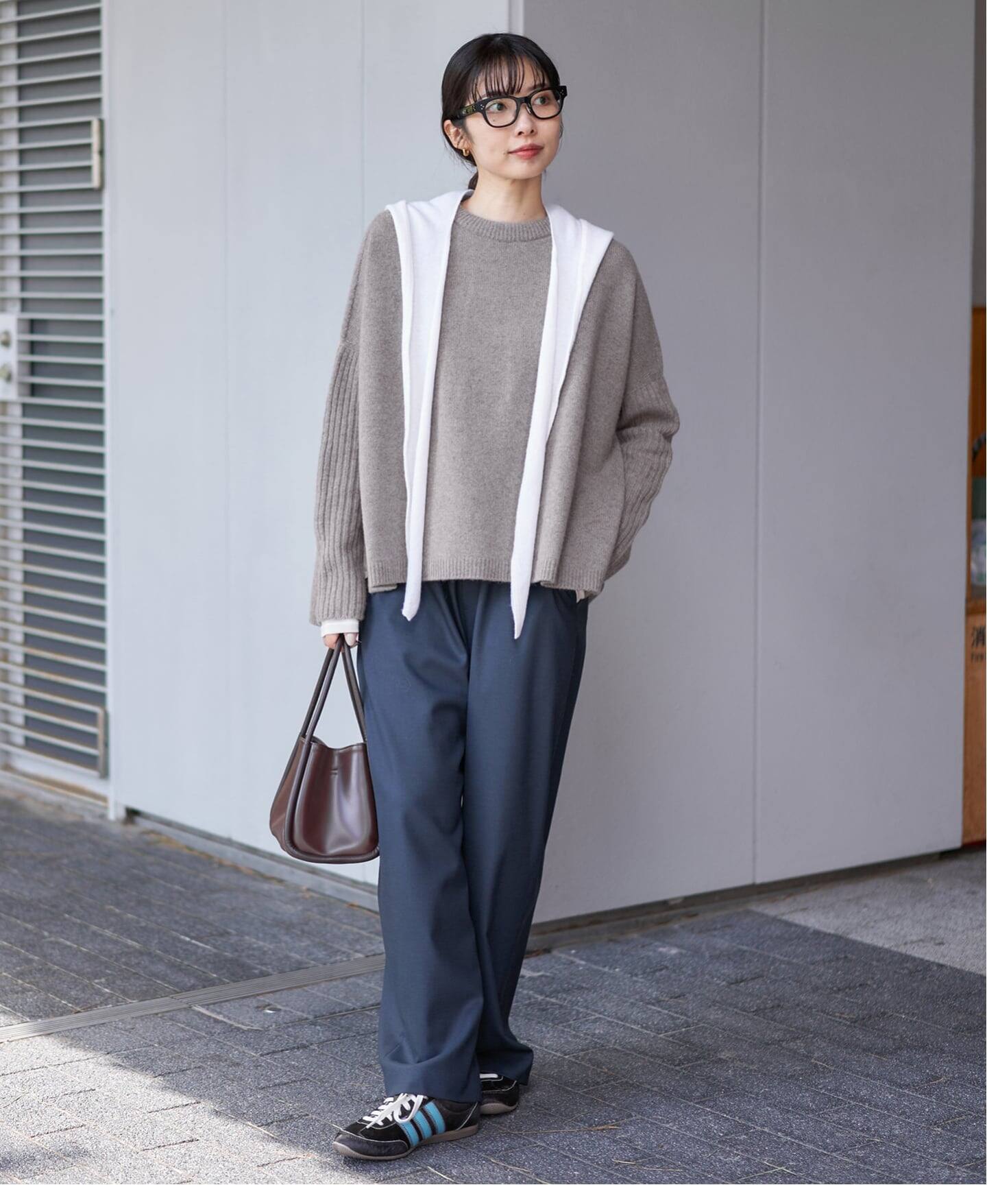 WEB限定/追加》ウールカシミヤ 脇スリットクルーネックプルオーバー 
