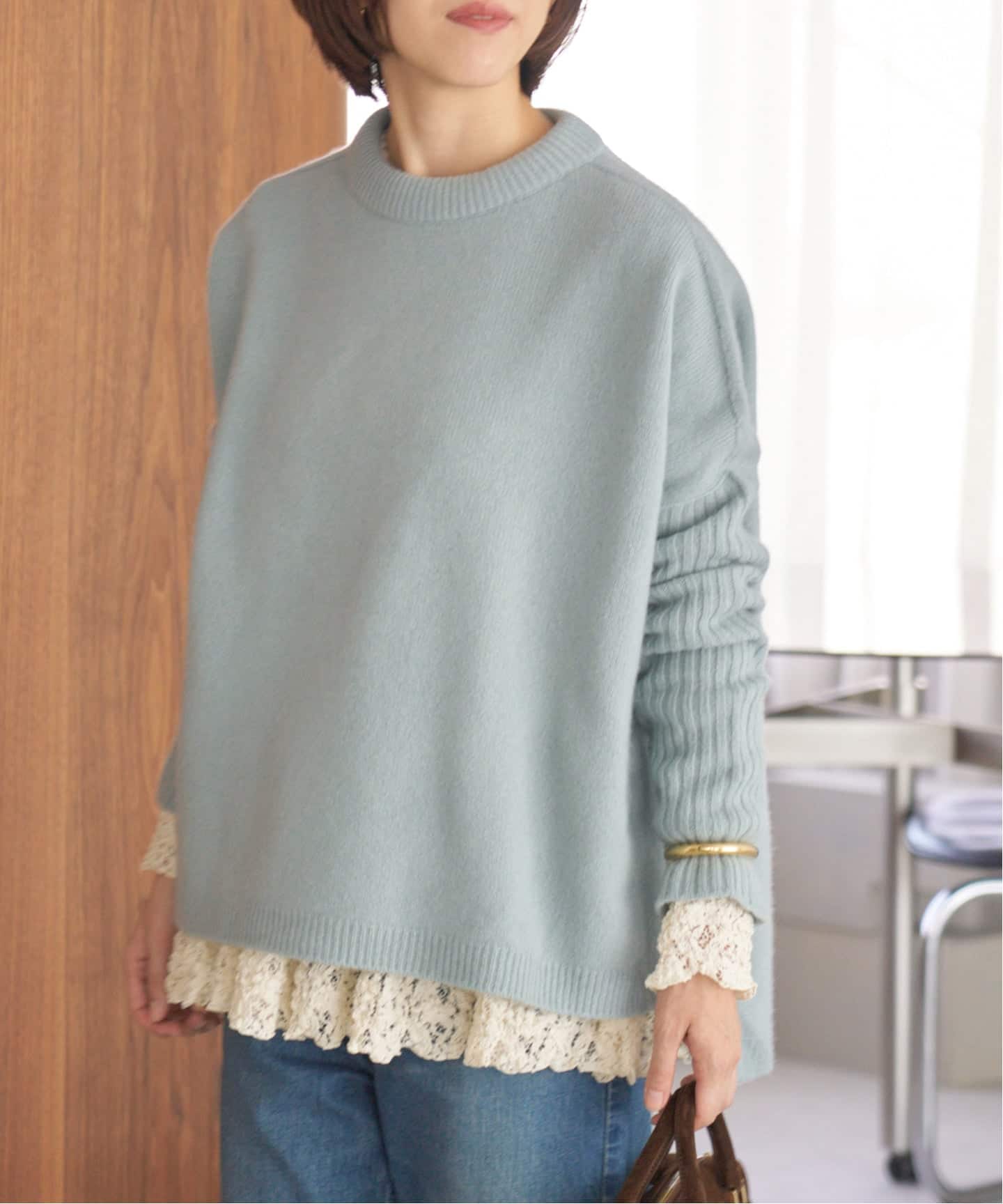 IENA - IENA ウールカシミヤ 脇スリットクルーネックプルオーバー IENA（イエナ）の「ウールカシミヤ 脇スリットクルーネックプル