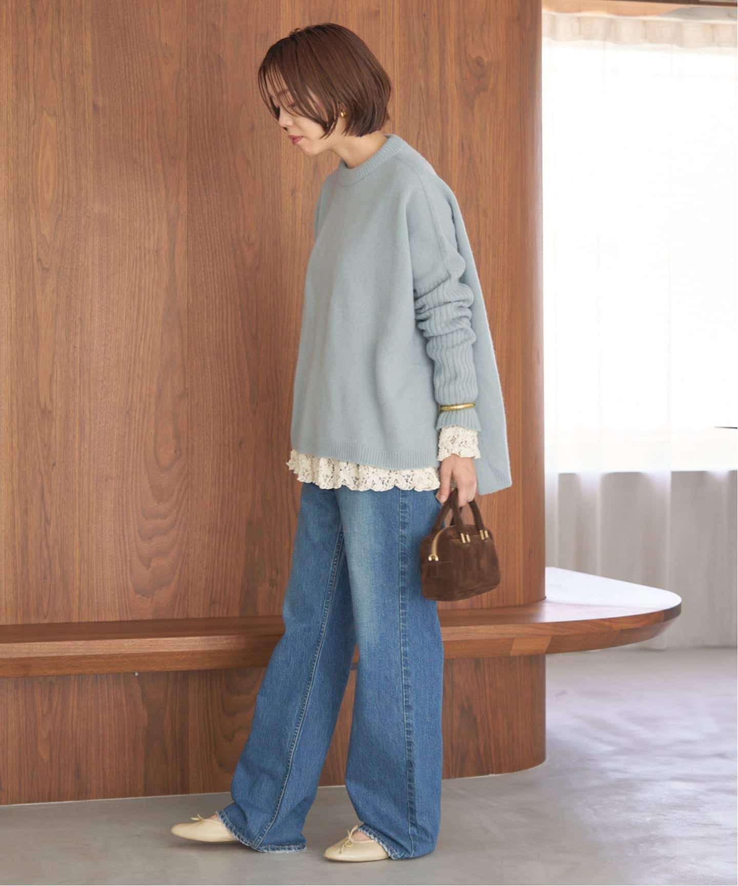 イエナ ウールカシミヤ脇スリットクルーネックプルオーバー 未使用 WEB限定/追加予約》ウールカシミヤ 脇スリットクルーネックプル