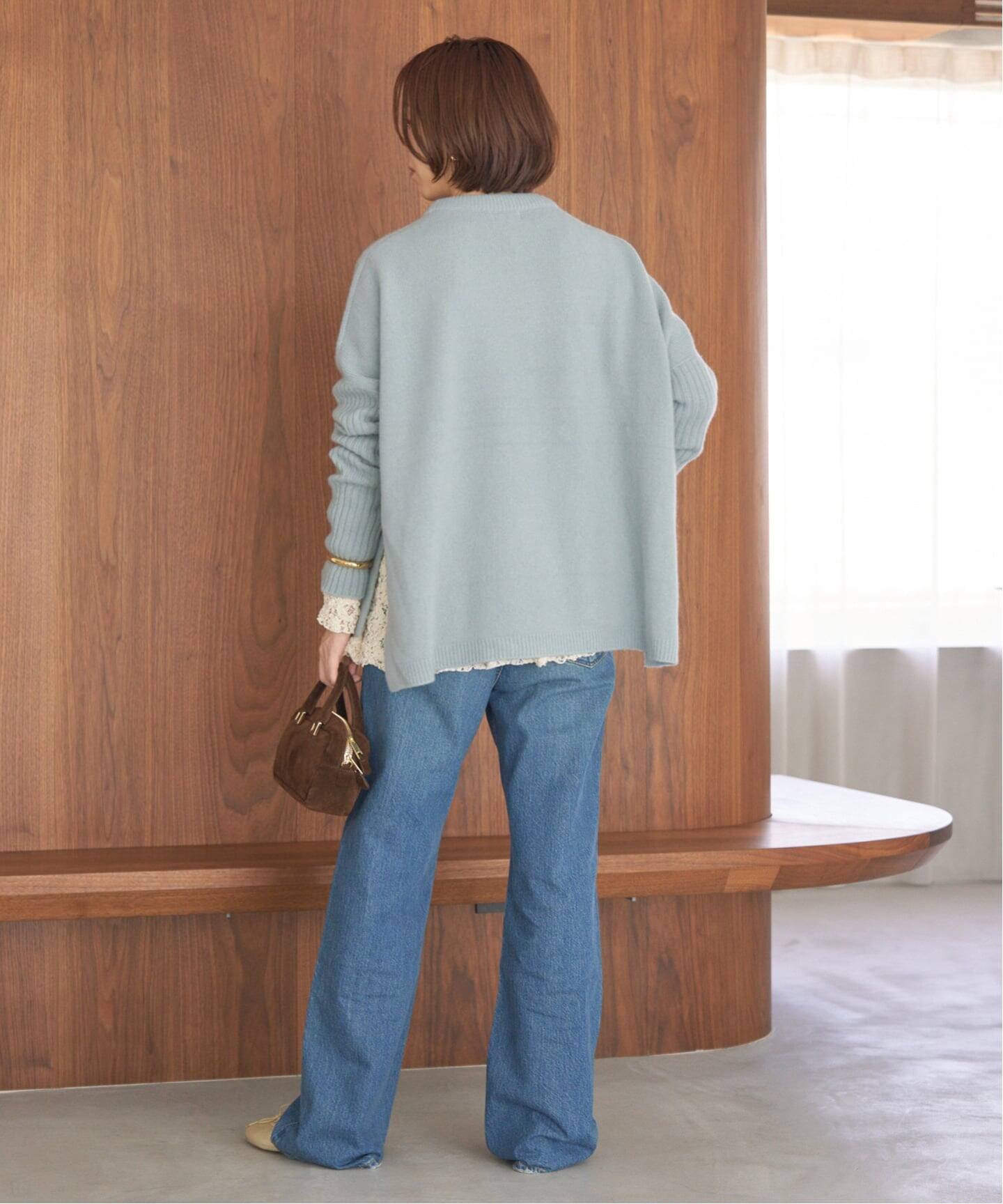 【IENA 】ゆったり ウールカシミヤワイドタートルネックニット サイドスリット IENA ゆったり ウールカシミヤワイドタートルネックニット