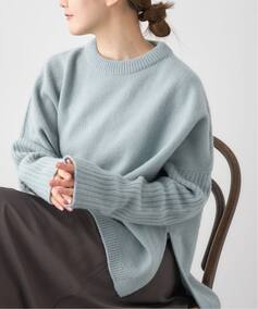 WEB限定/追加》ウールカシミヤ 脇スリットクルーネックプルオーバー 