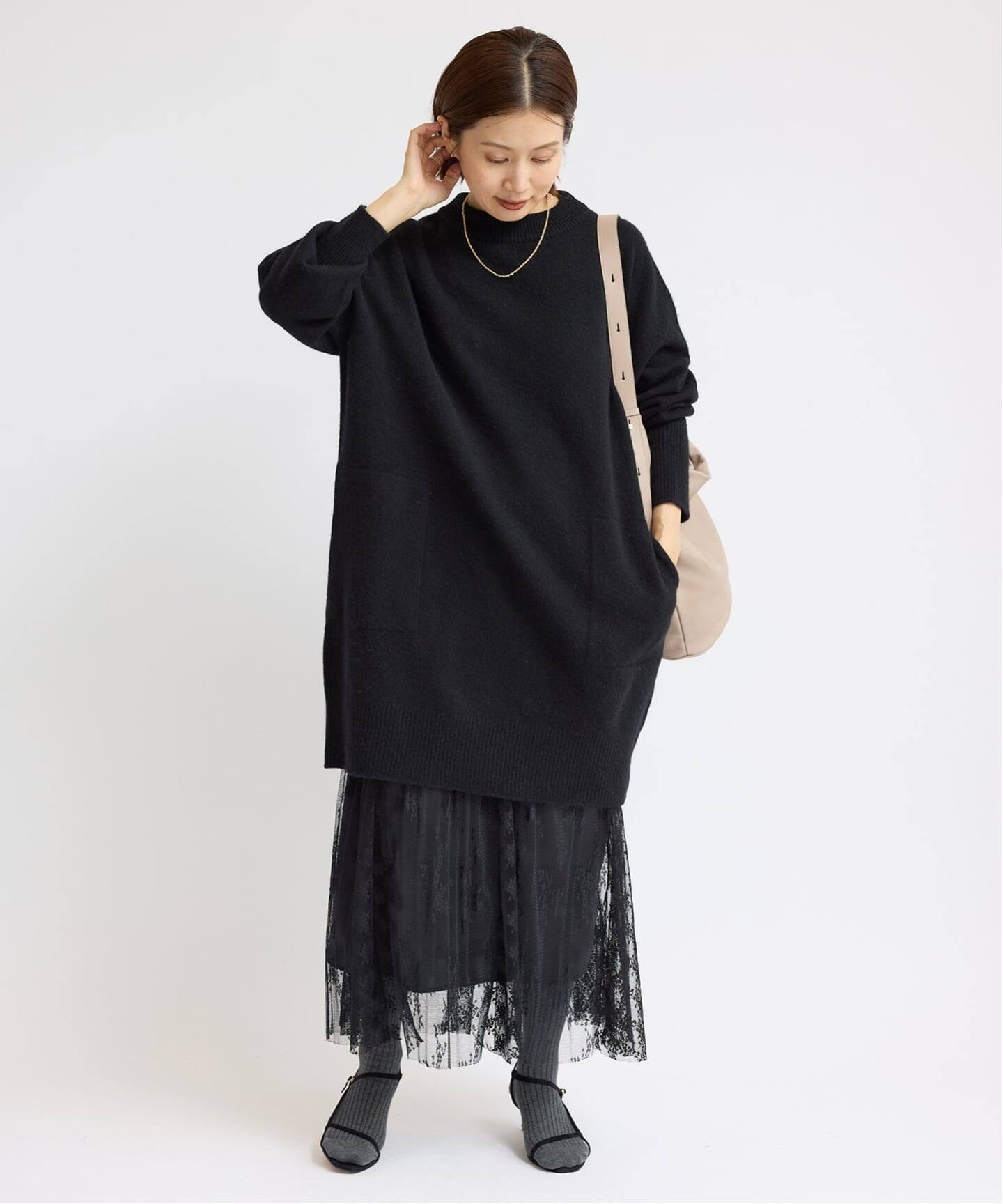 WEB限定/追加》ウールカシミヤ チュニックワンピース（ニット