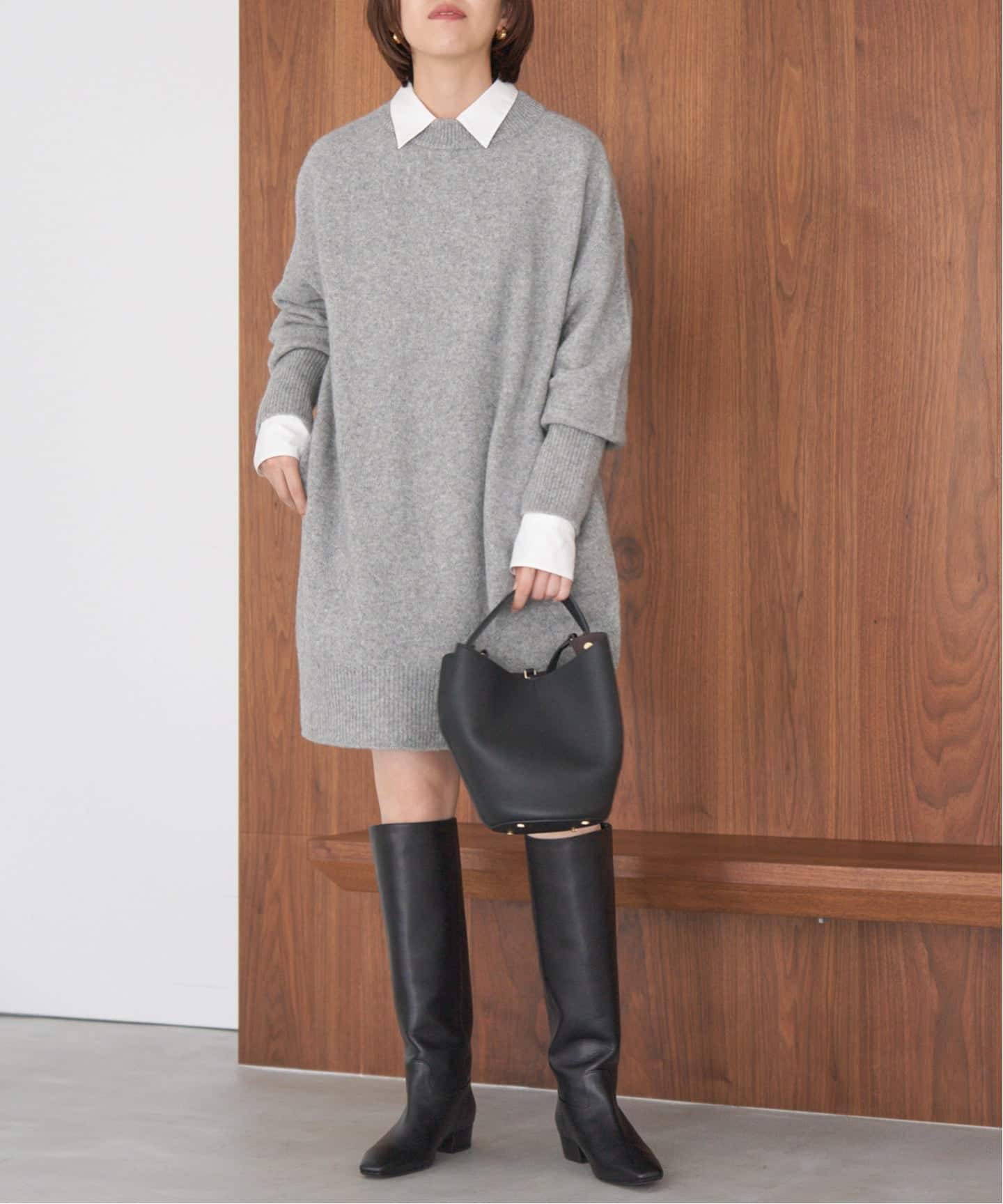 traditionalweatherwear  新品 ウールチュニックワンピース ノースリーブ チュニックワンピース マキシ丈 Y字バックデザイン