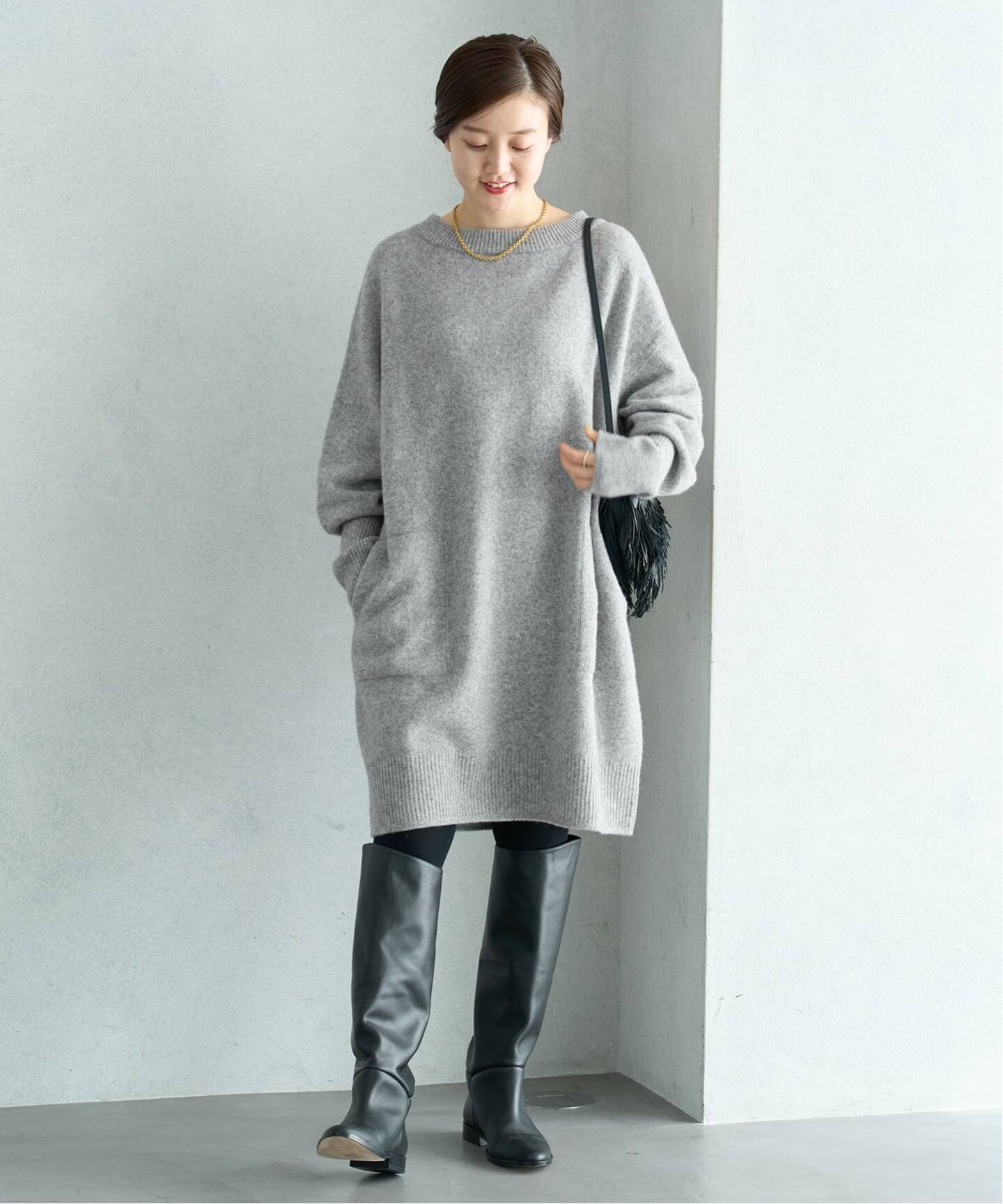 WEB限定/追加》ウールカシミヤ チュニックワンピース（ニット