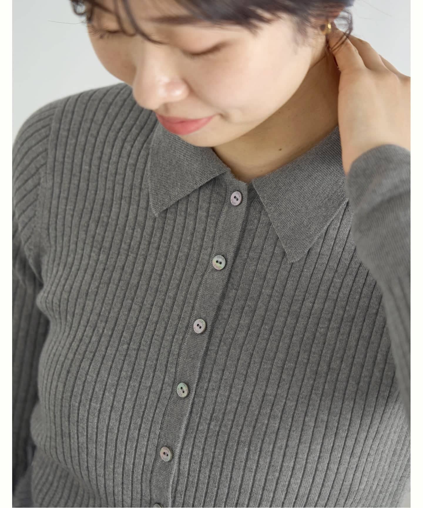 EXメリノリブ ポロ襟カーディガン（カーディガン）｜IENA（イエナ）の