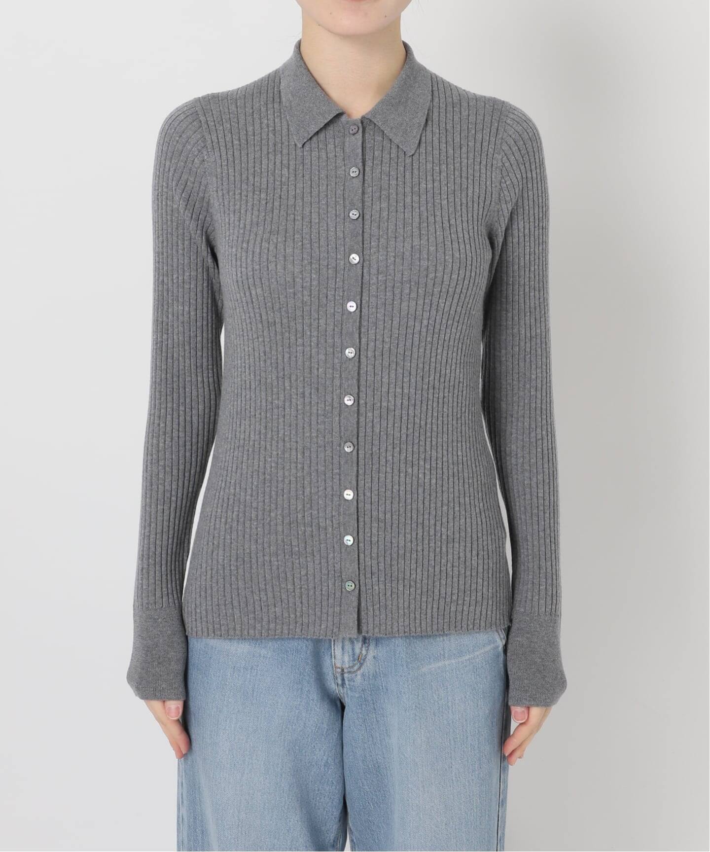 EXメリノリブ ポロ襟カーディガン（カーディガン）｜IENA（イエナ）の