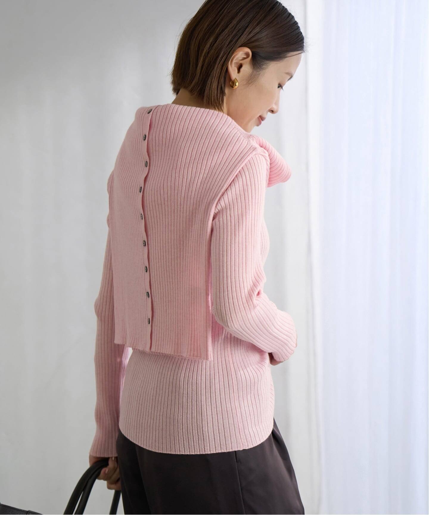 IENA イエナ　ピンク　メリノクールネックプルオーバー　美品　定価17600円 EXメリノリブ クルーネックプルオーバー（ニット／セーター）｜IENA