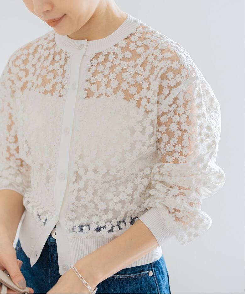 フラワーレースニットカーディガン（カーディガン）｜IENA（イエナ）の  