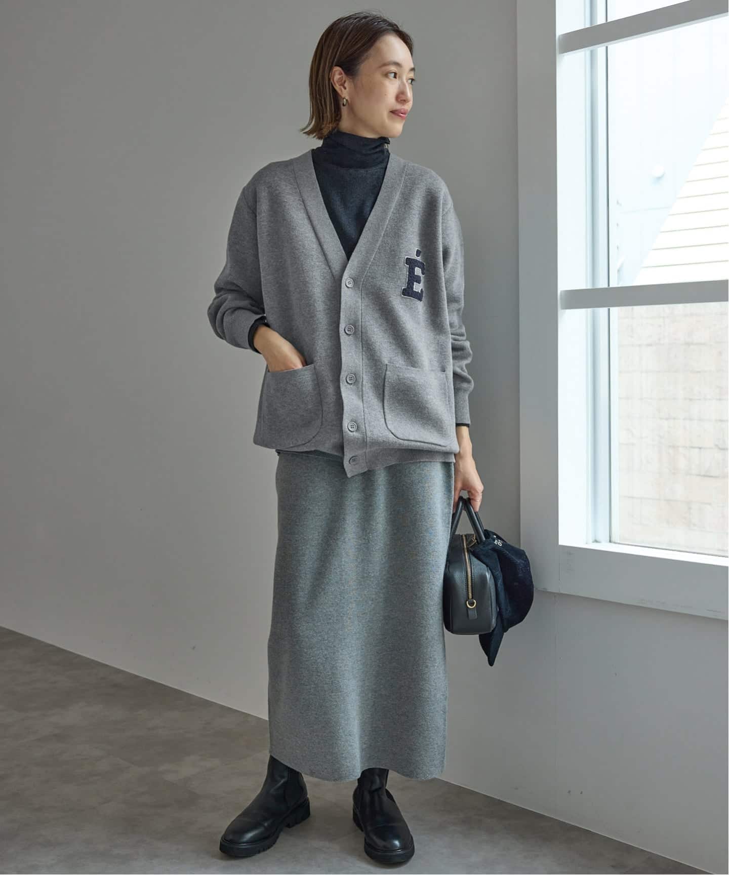 SLOBE IENAサガラ刺繍スウェットライクニット　ネイビー サガラ刺繍スウェットライクニット（ニット/セーター）｜SLOBE