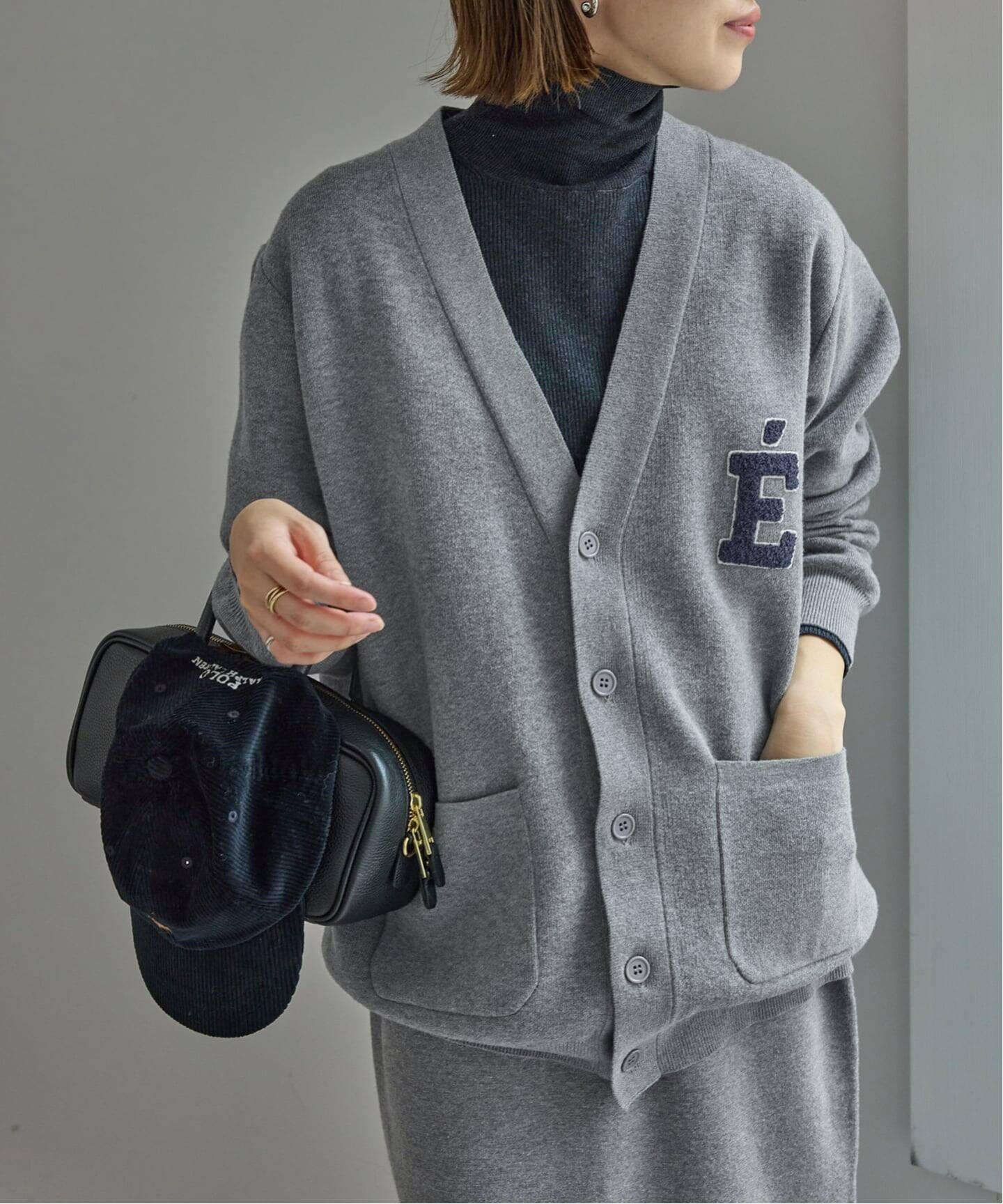 SLOBEIENA スローブイエナ　サガラ刺繍スウェットライクニットカーディガン 一部WEB限定カラーあり》サガラ刺繍スウェットライクニット