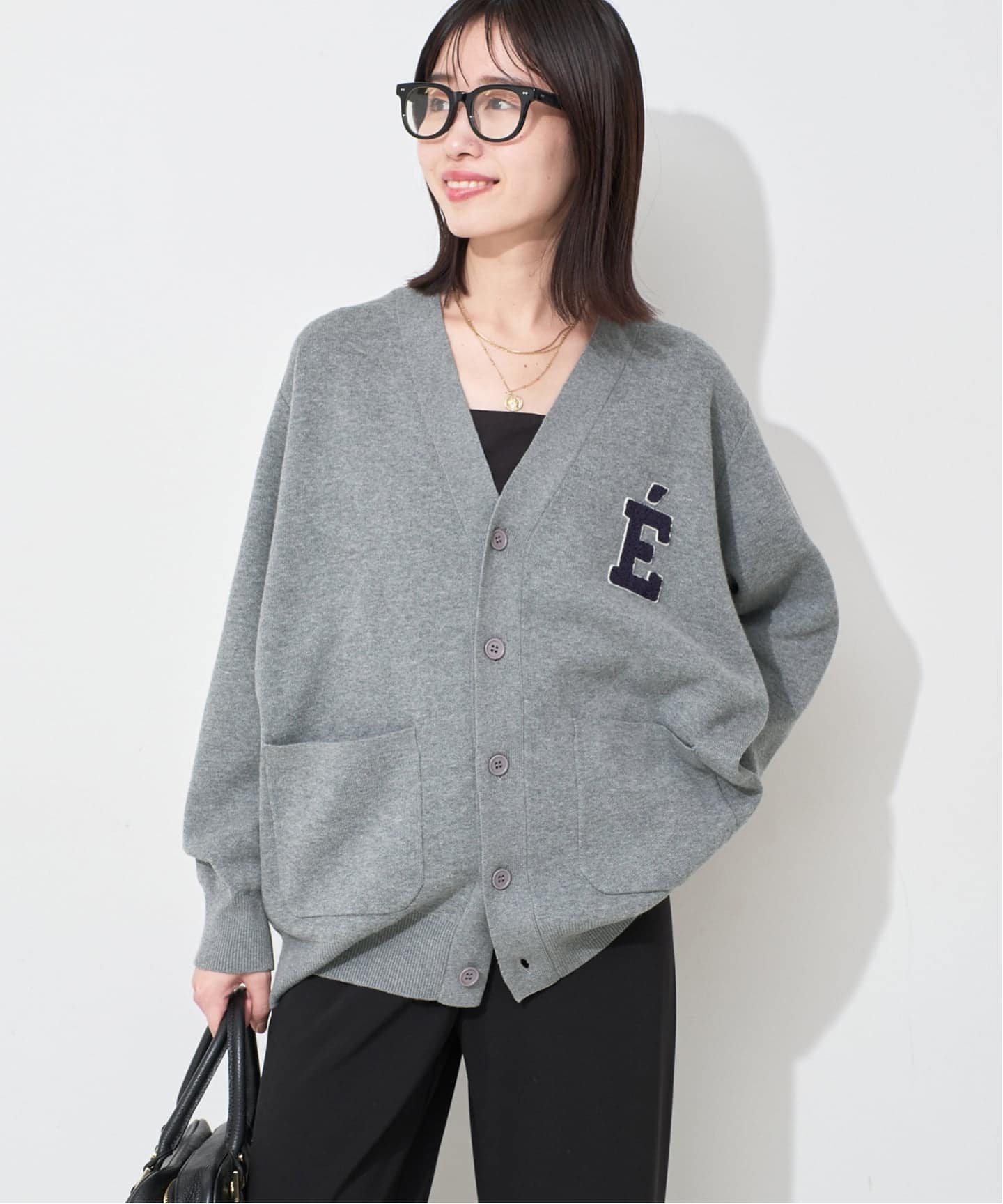 WEB限定/追加》サガラ刺繍スウェットライクニットカーディガン